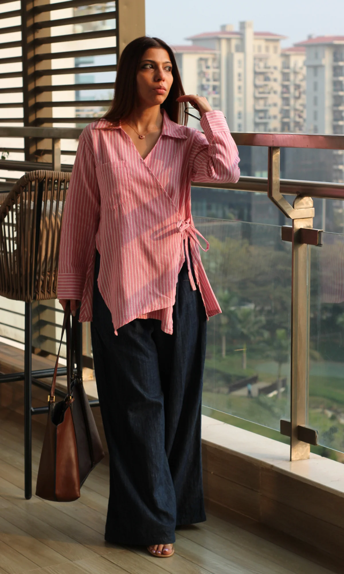 Pink Parallel Cuts Detail Kimono Top - Image 5