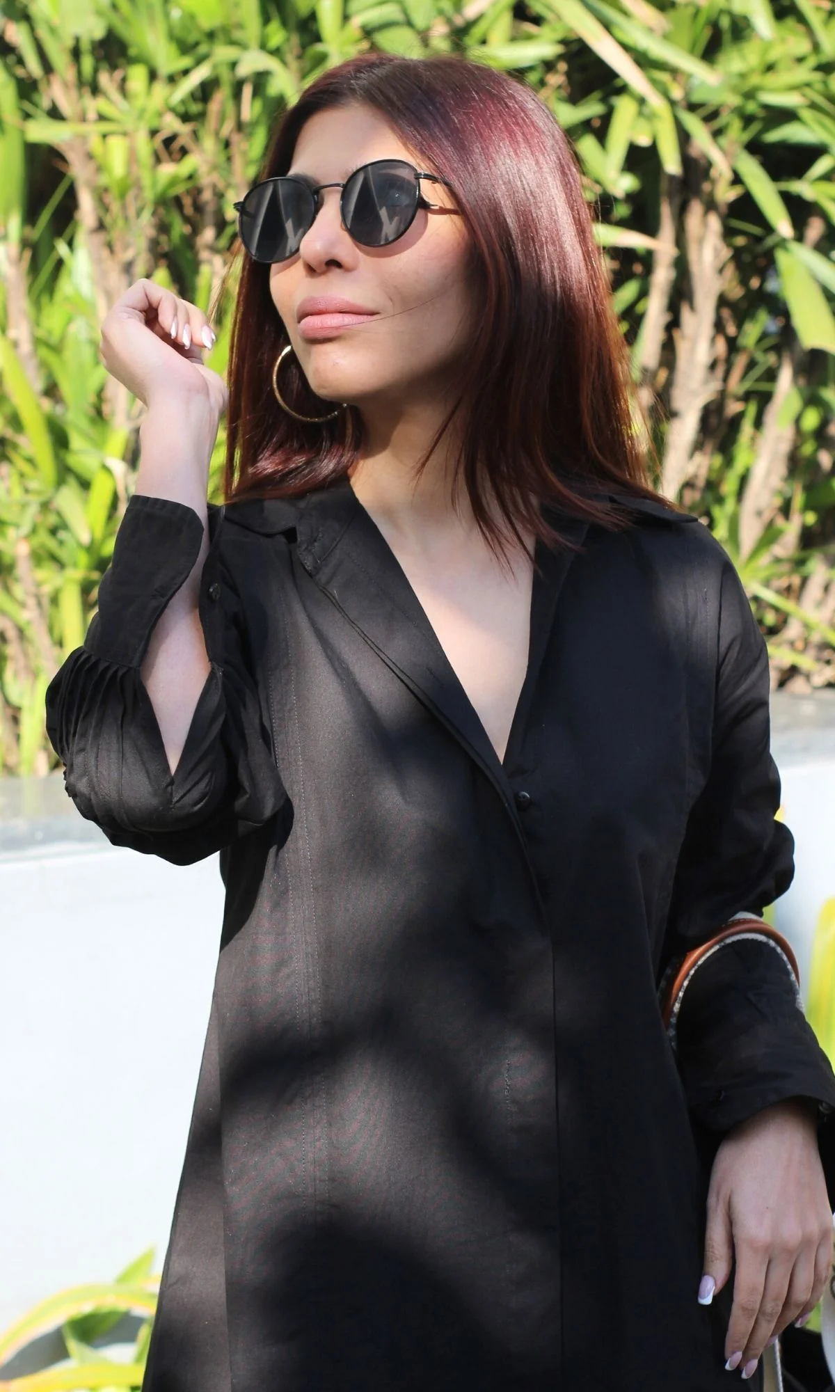Pleated Detailed Black Poplin Dress - Image 5