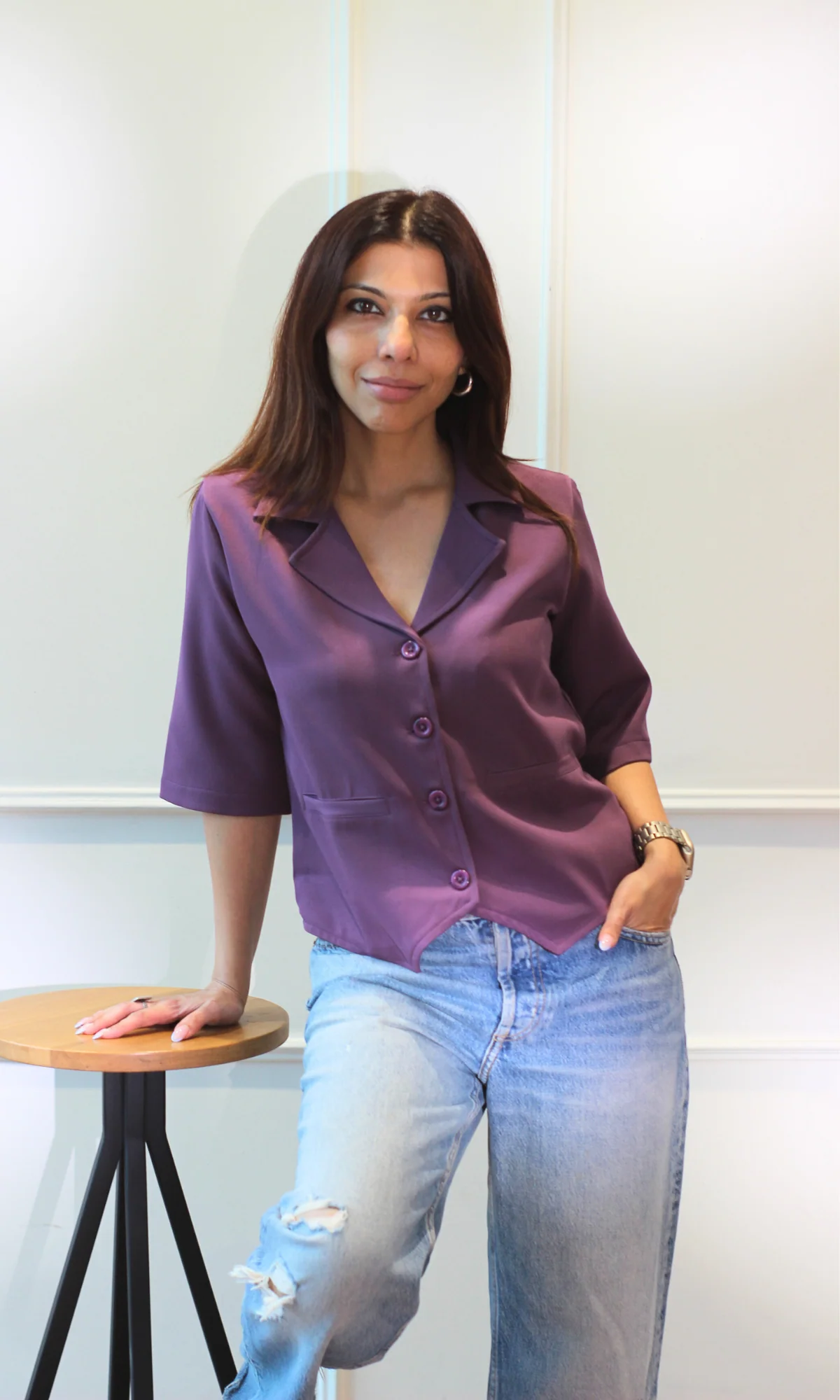 Plum Dusk Sleeved Waist Coat - Image 2