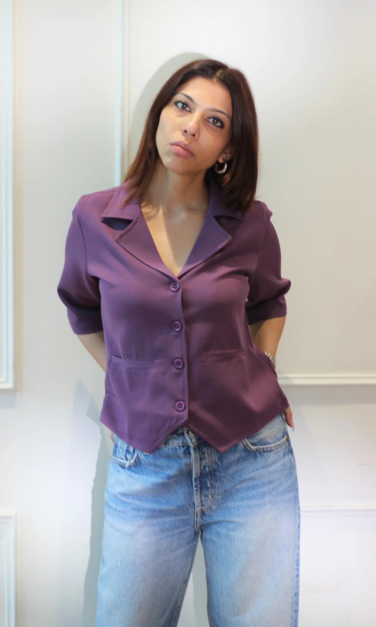 Plum Dusk Sleeved Waist Coat - Image 5