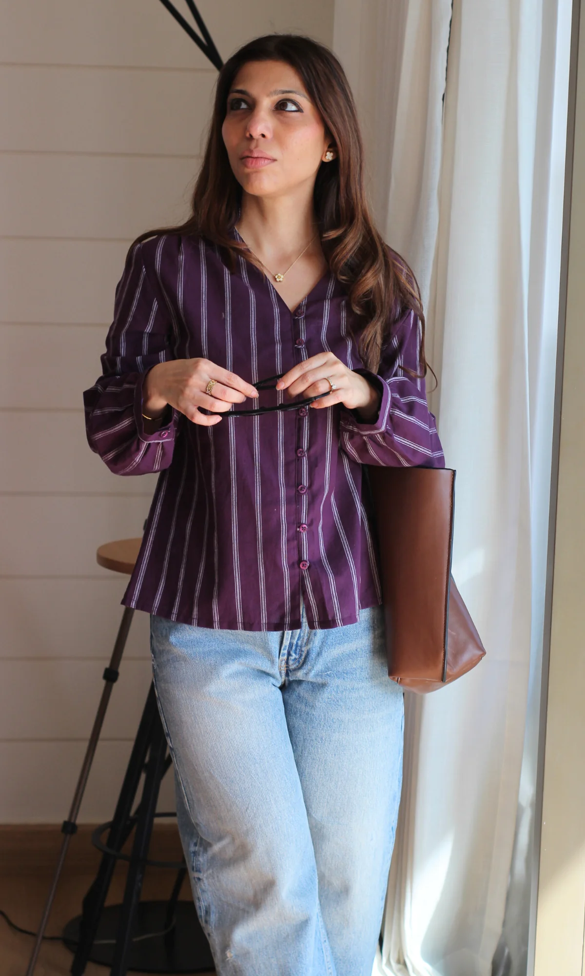 Plum Line Buttoned Top - Image 3
