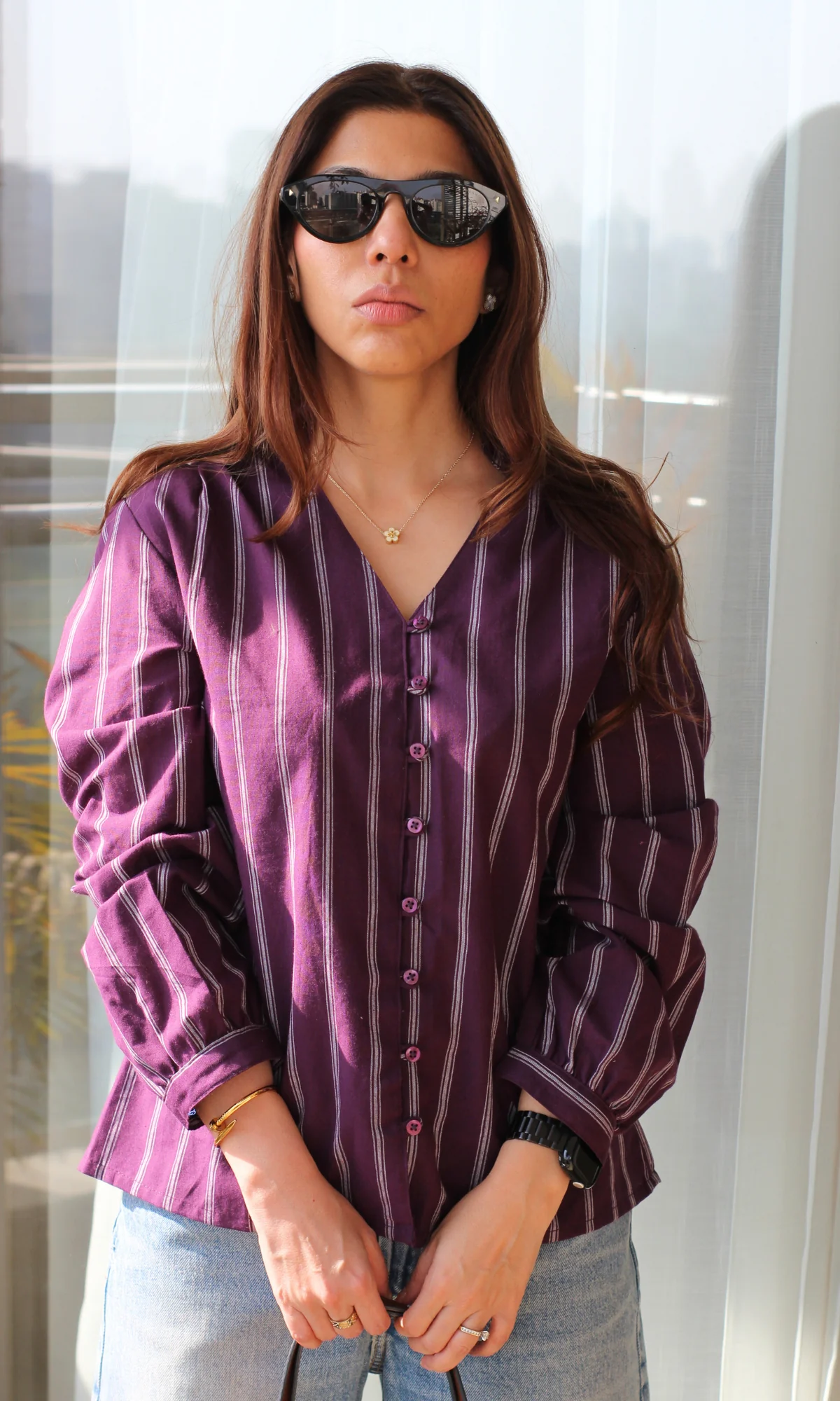 Plum Line Buttoned Top - Image 4