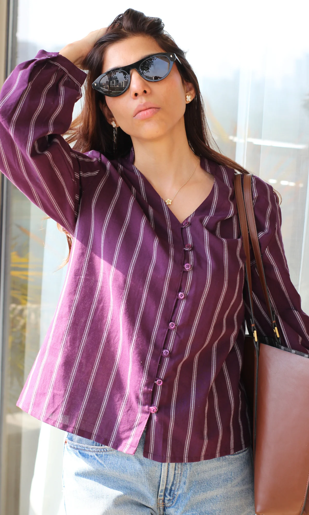 Plum Line Buttoned Top - Image 5
