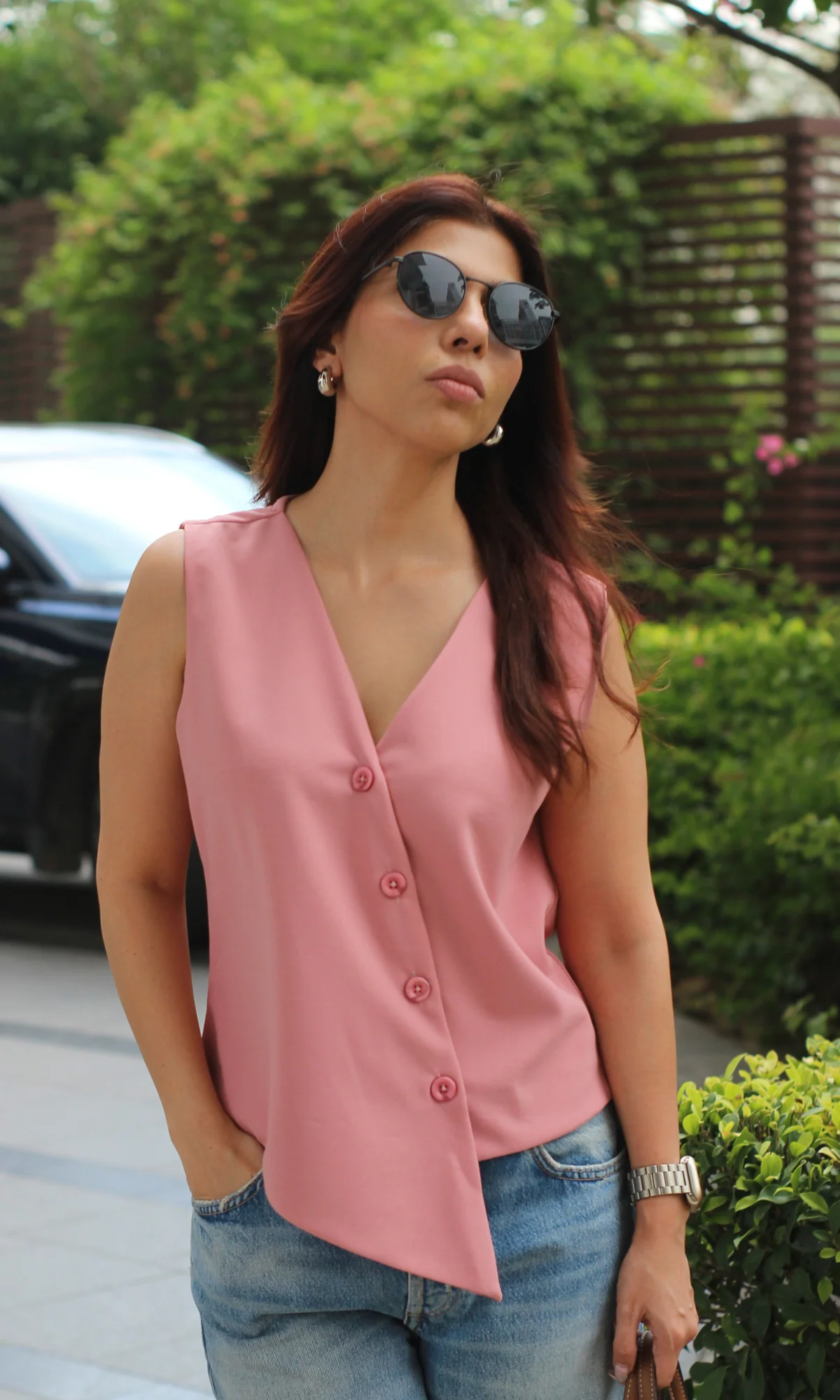 Puce Pink Side-Cut Waist Coat - Image 2