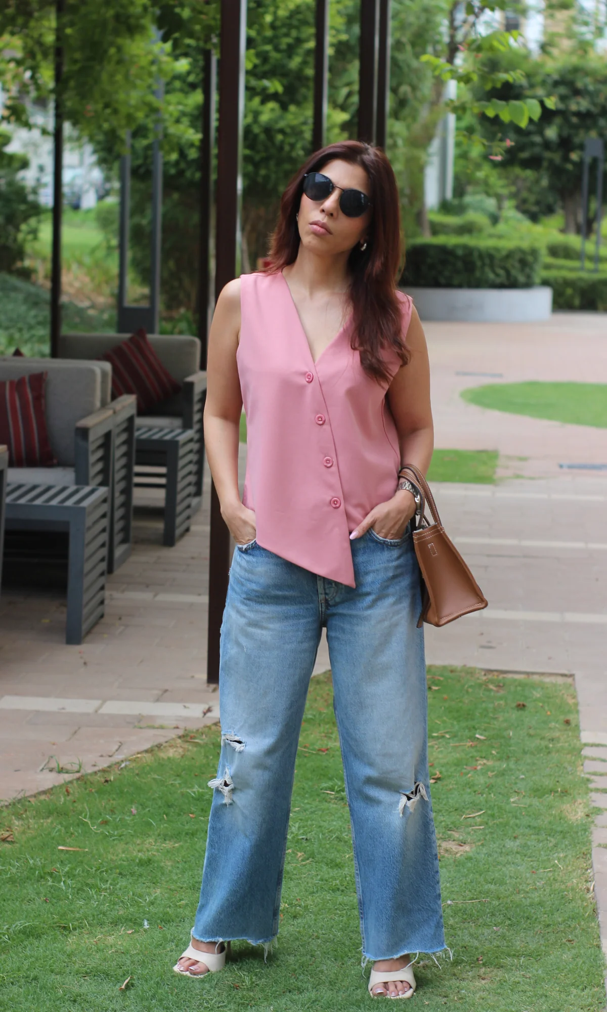Puce Pink Side-Cut Waist Coat - Image 4