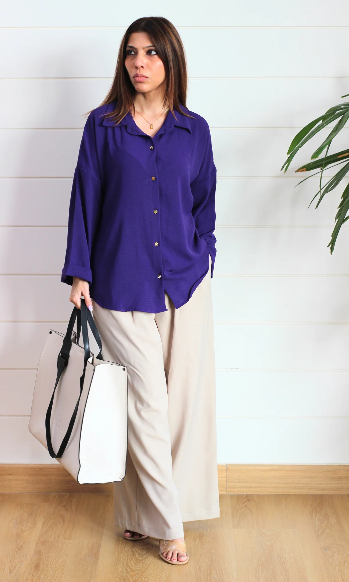 Purple Metallic Buttoned Shirt - Image 5