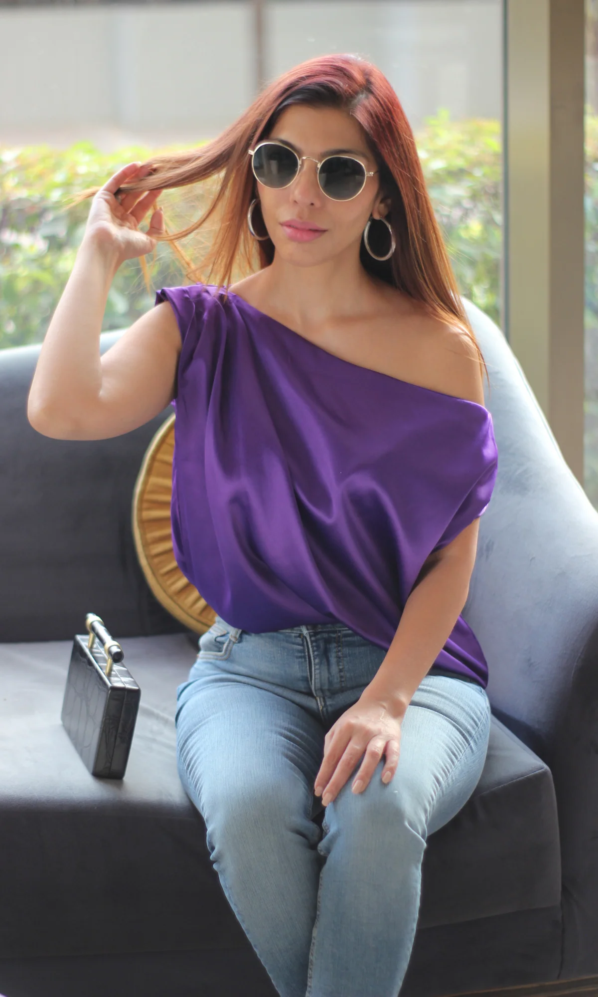 Indigo Purple One-Shoulder Top - Image 4