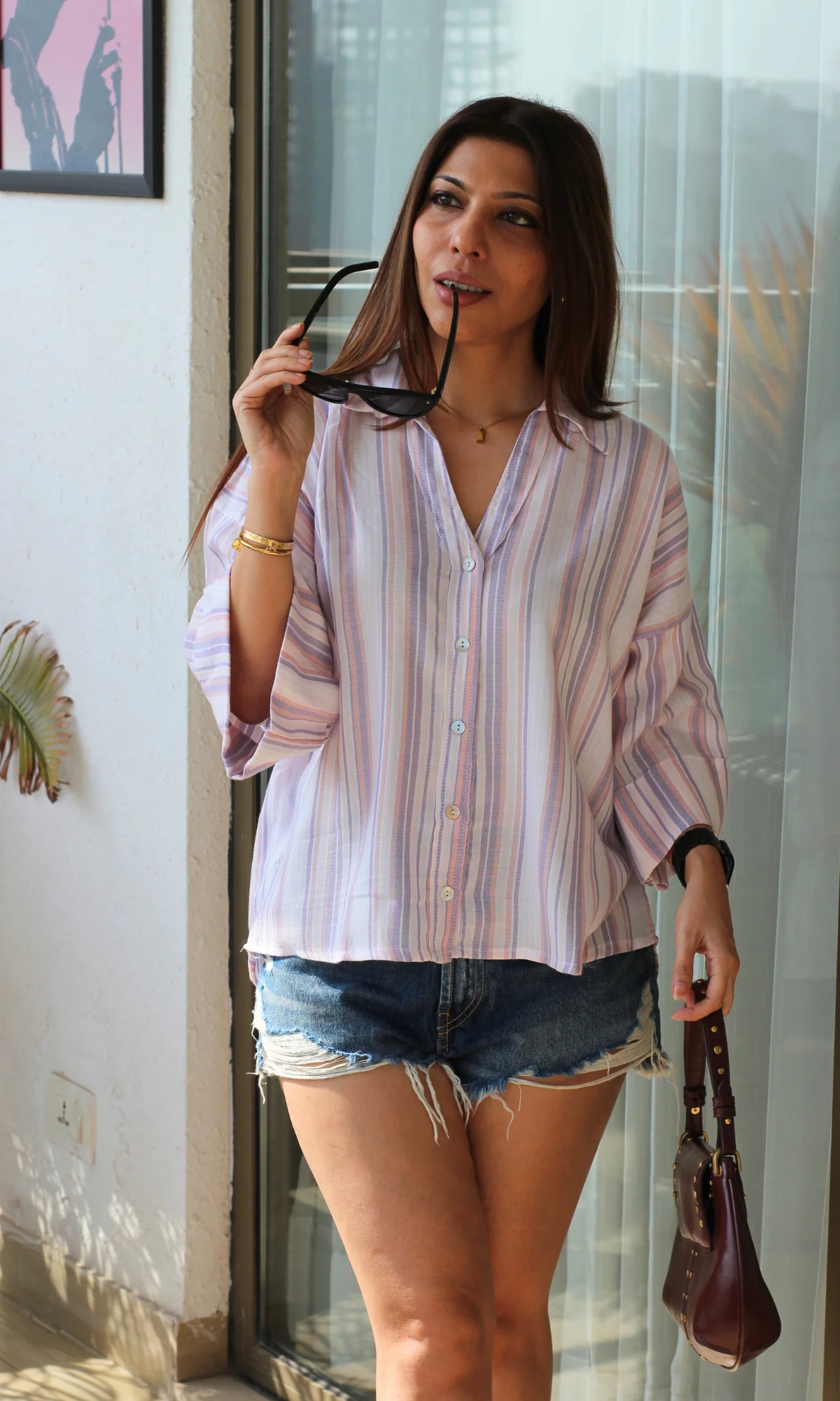 Purple-Pink Flowy Loose Shirt - Image 3