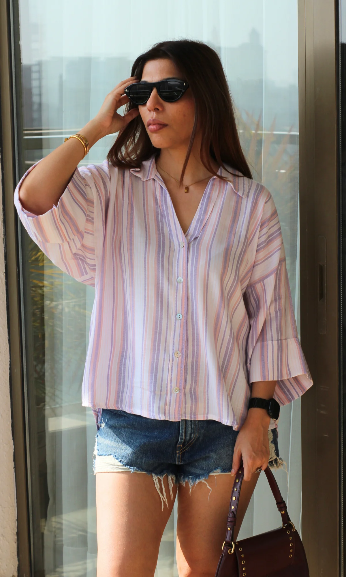 Purple-Pink Flowy Loose Shirt - Image 5