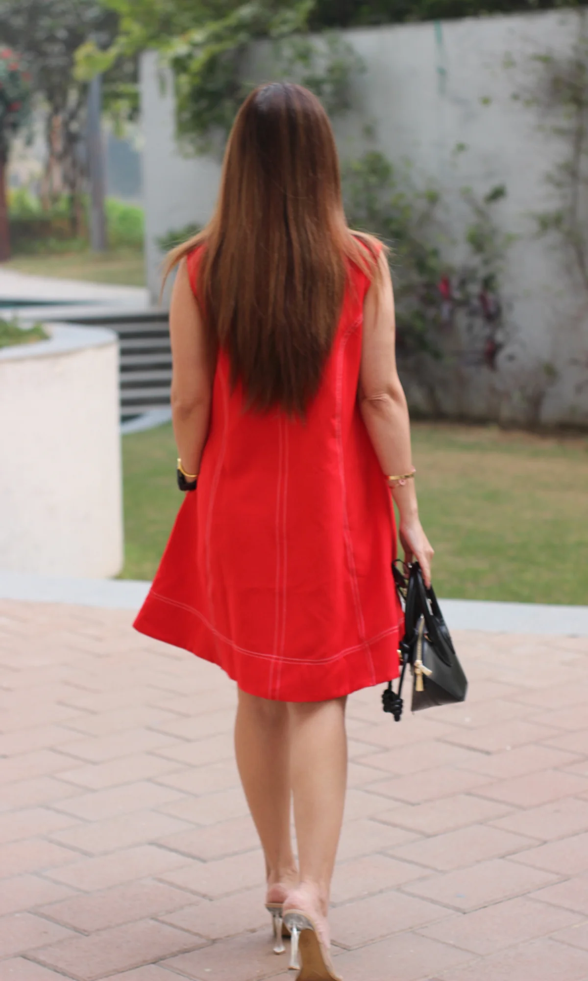 Red Stitch A-Line Dress - Image 4