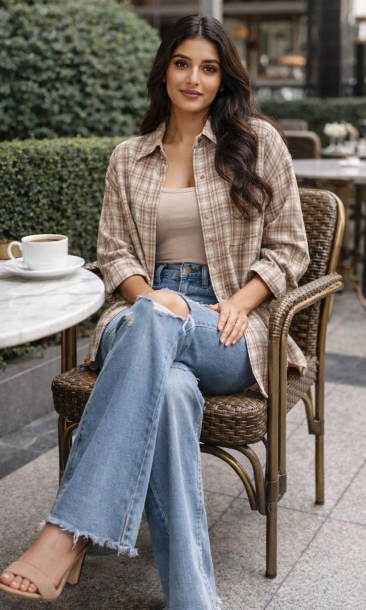 Soft Rose Brew Checked Shirt - Image 2