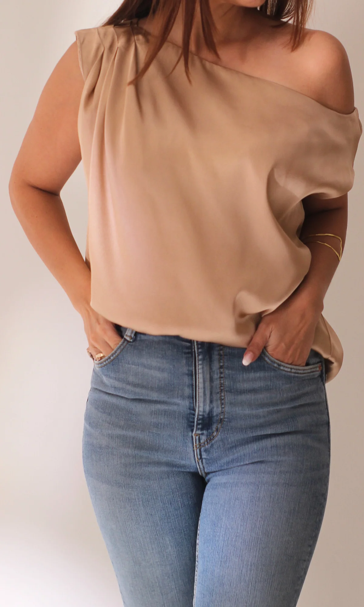 Rose Gold One-Shoulder Top - Image 2
