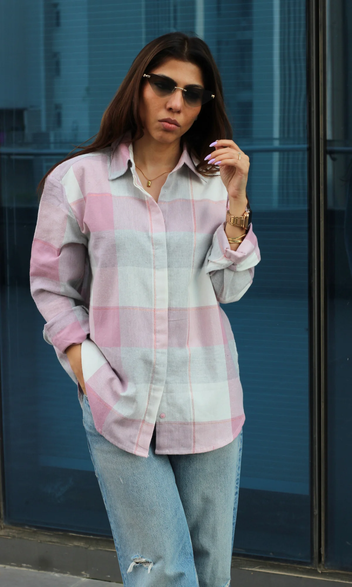 Rose Quartz Checked Shirt - Image 2