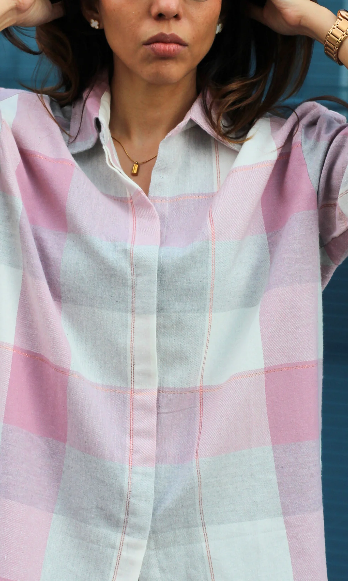 Rose Quartz Checked Shirt - Image 3