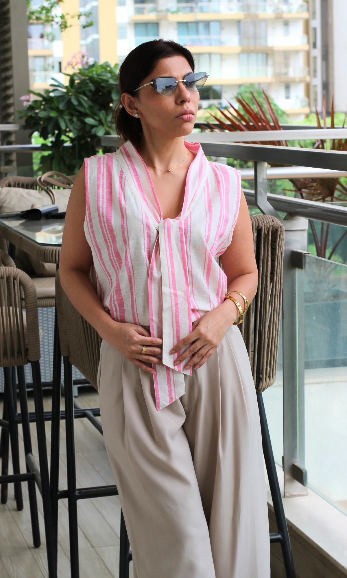 Rose Sorbet Tie Detail Top - Image 4