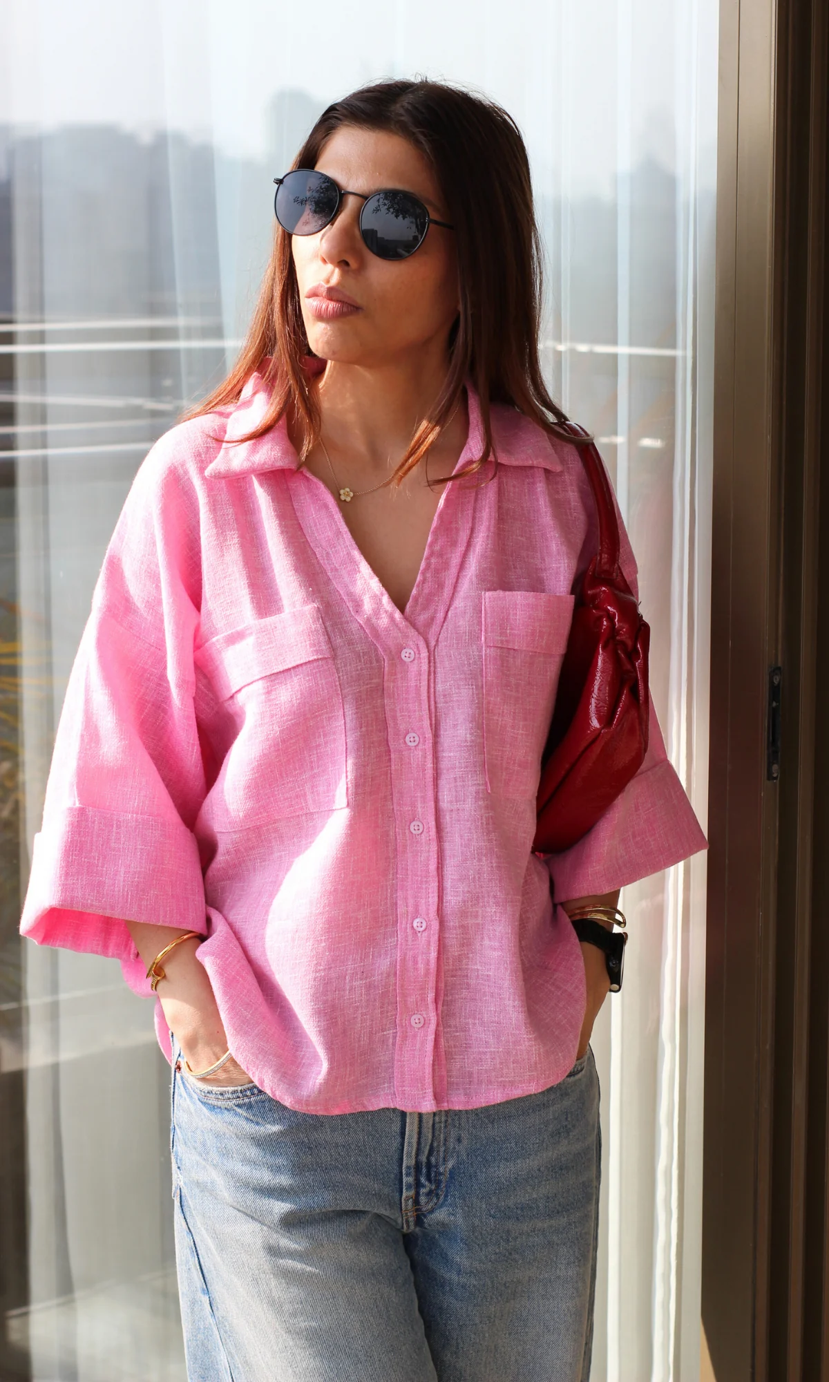Rose Weave Loose Shirt
