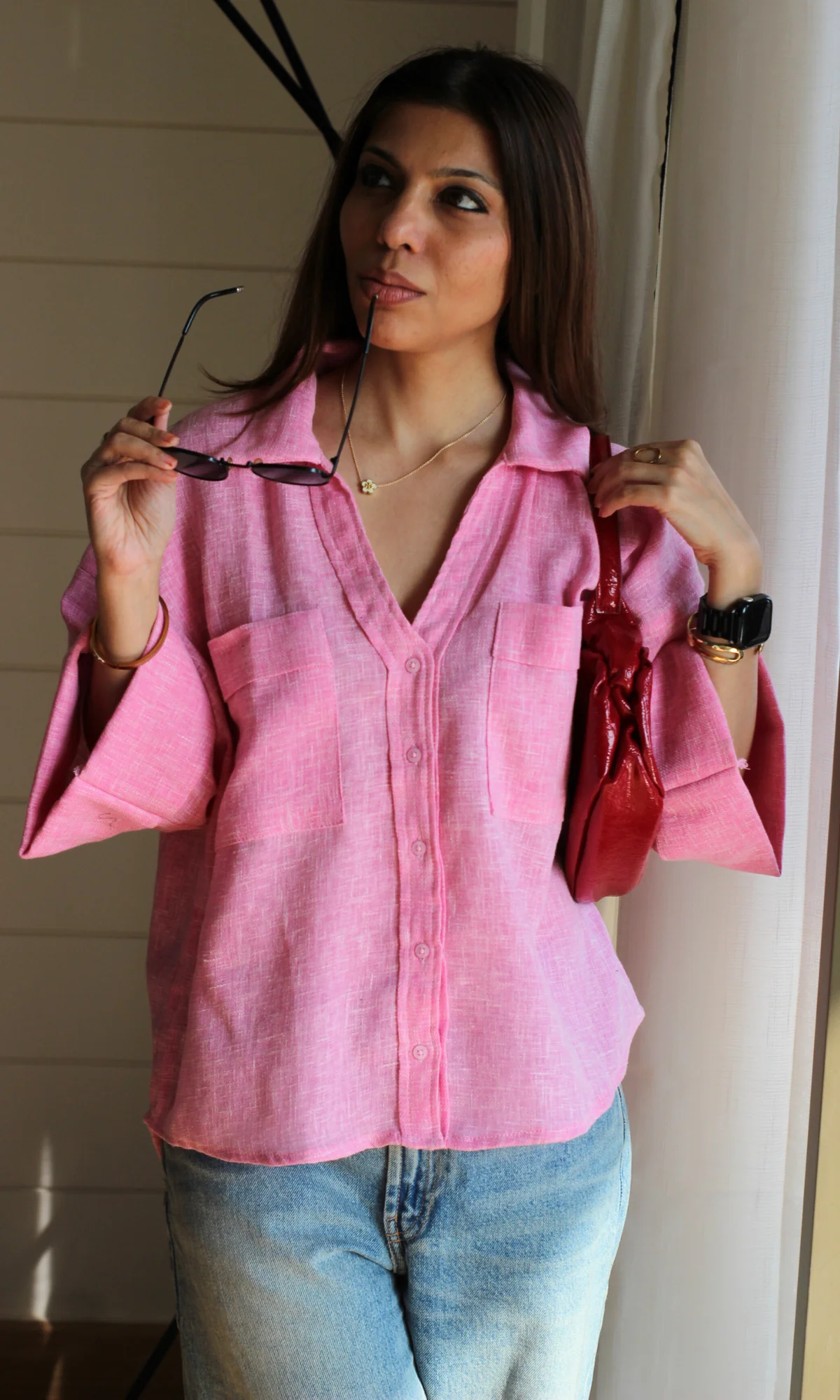 Rose Weave Loose Shirt - Image 2
