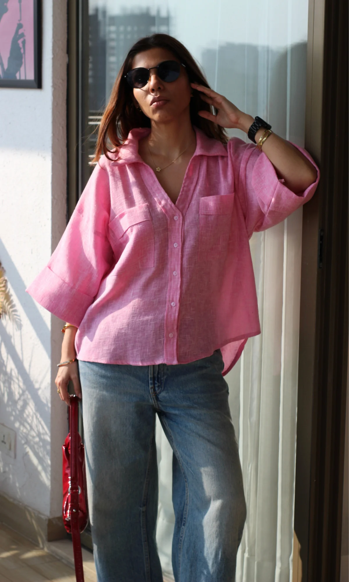 Rose Weave Loose Shirt - Image 3