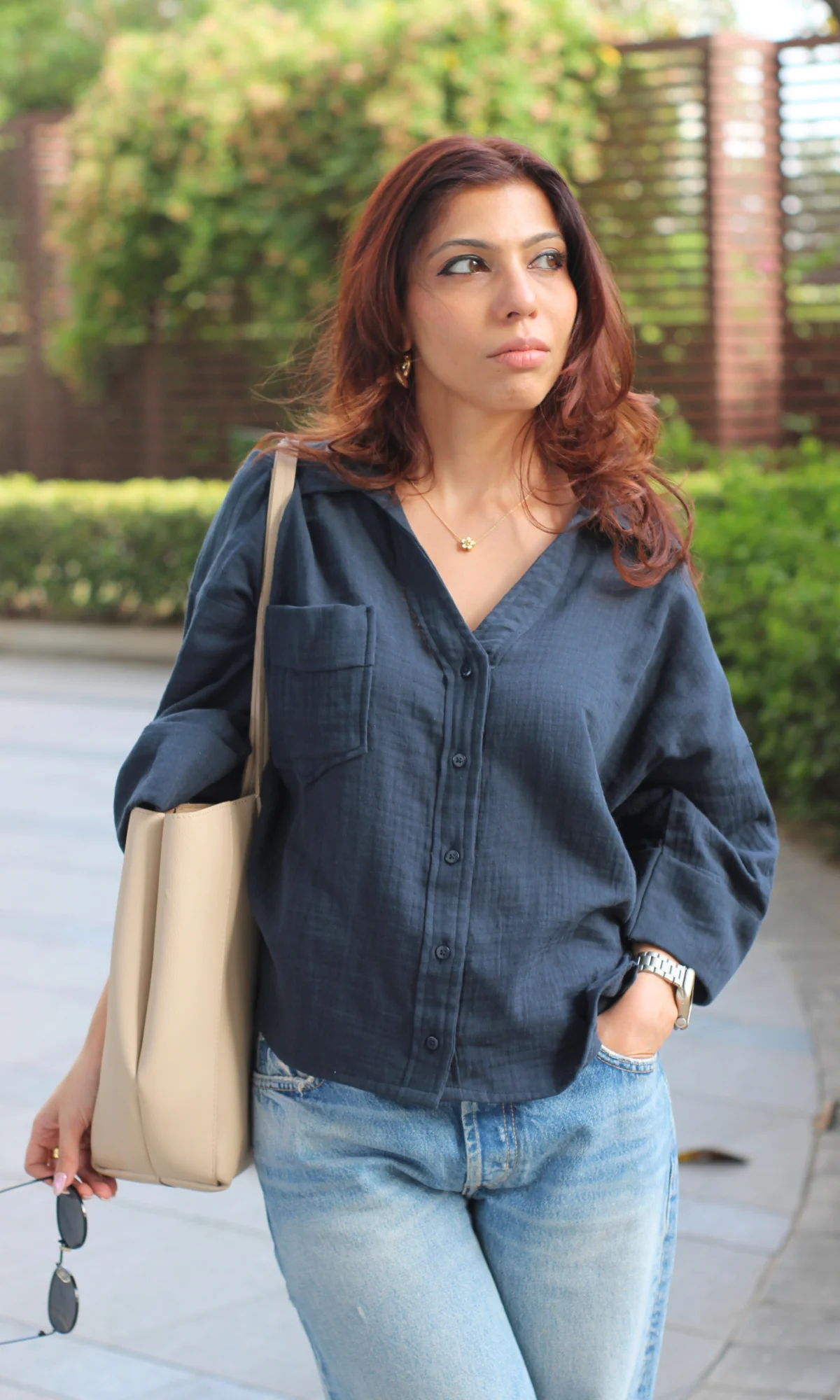 Royal Blue Cotton Textured Shirt