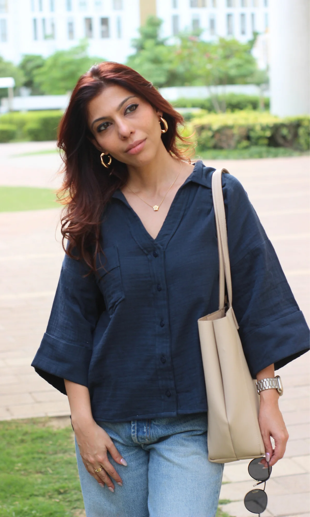 Royal Blue Cotton Textured Shirt - Image 2