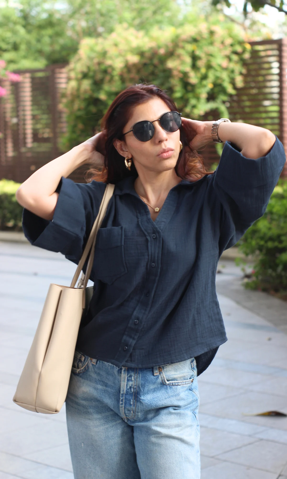 Royal Blue Cotton Textured Shirt - Image 5
