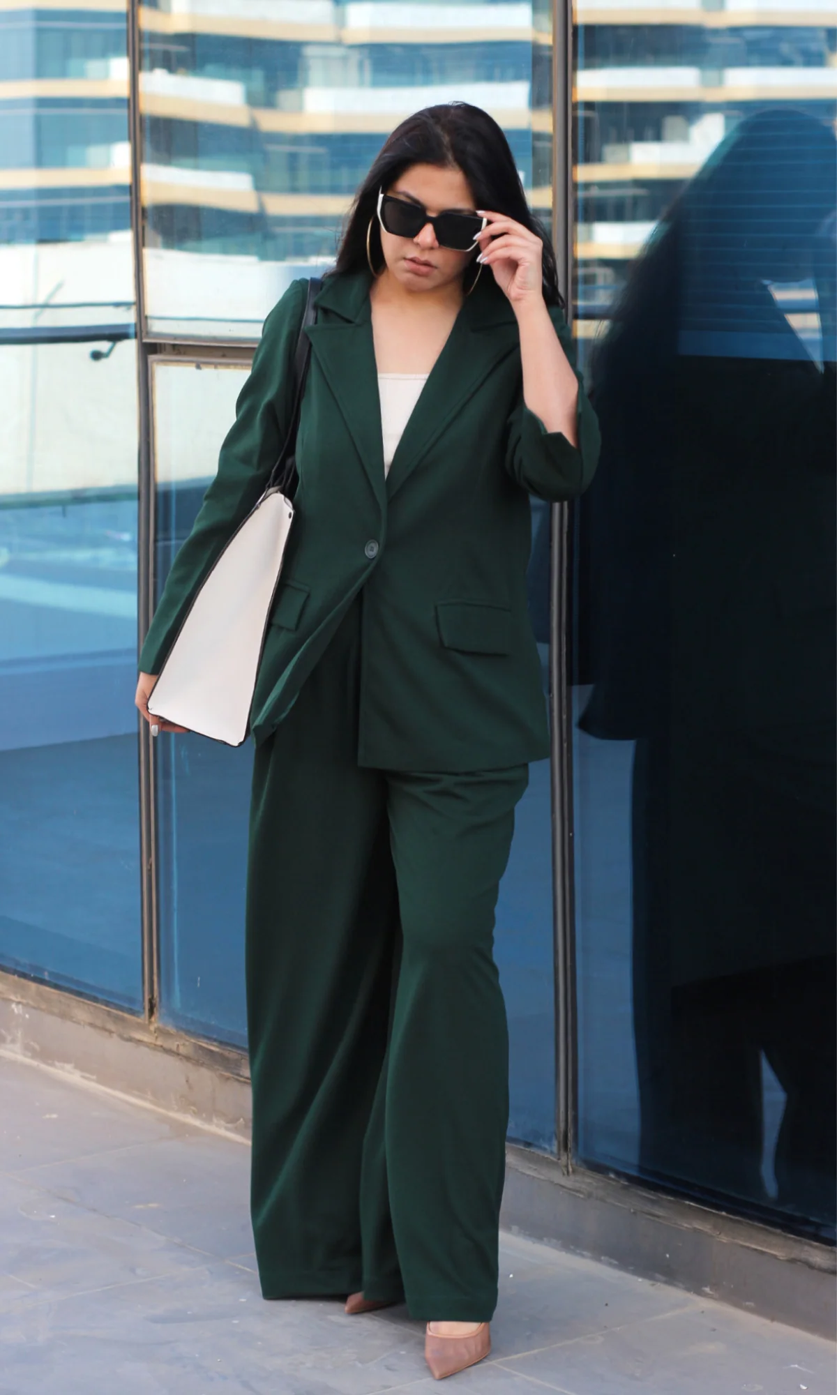 Sacramento Green Oversized Blazer with Korean Pants Co-ord - Image 3