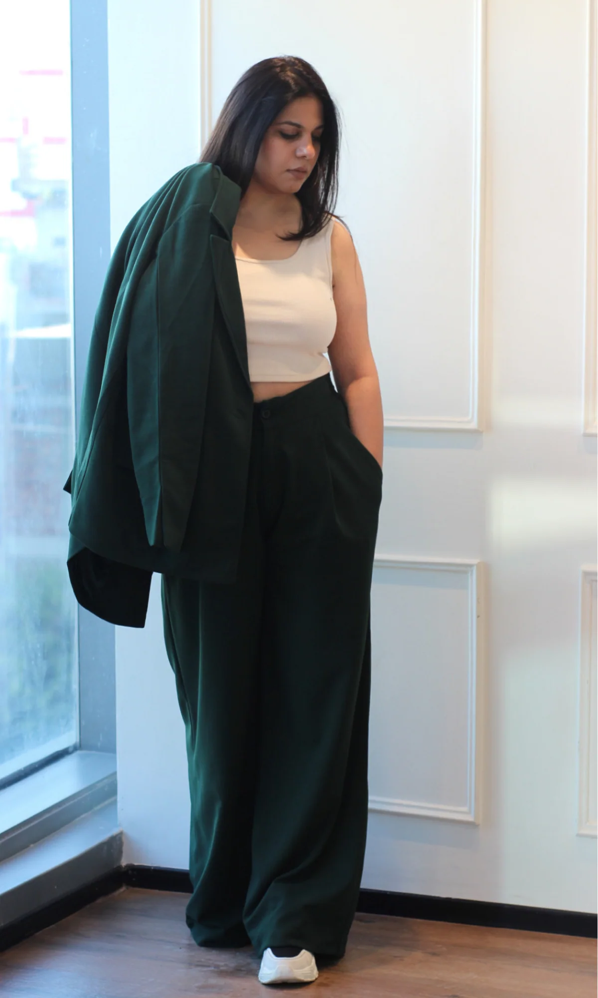 Sacramento Green Oversized Blazer with Korean Pants Co-ord - Image 8