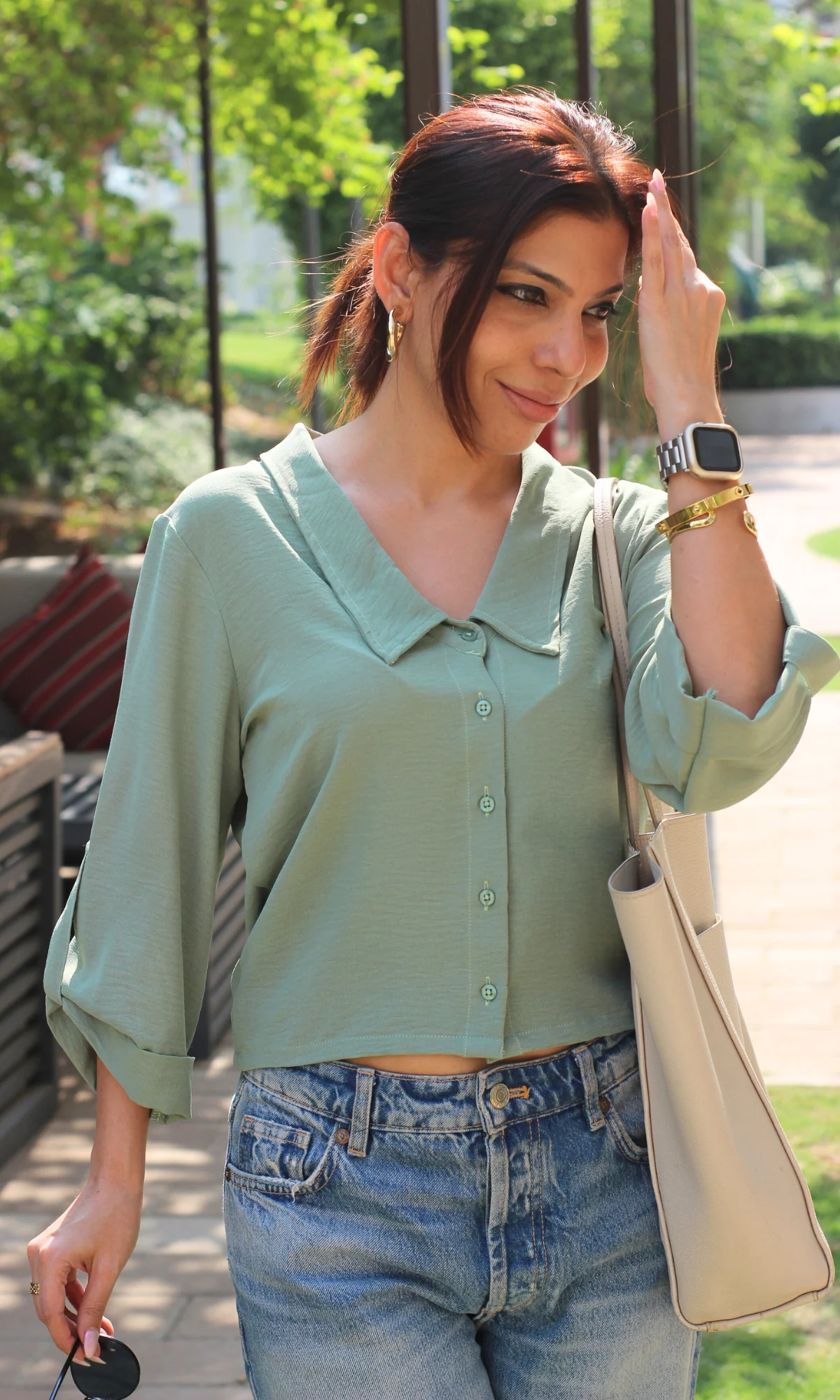 Sage Brush Peter Pan Collared Shirt - Image 3
