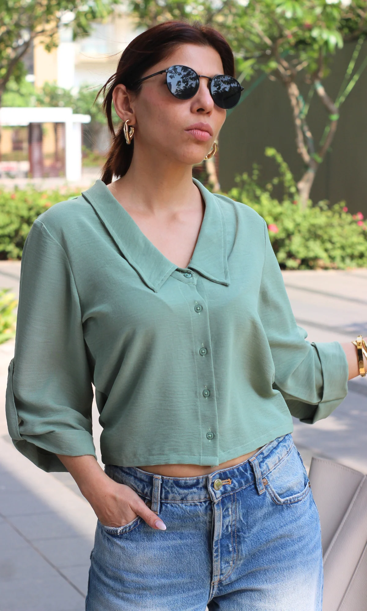 Sage Brush Peter Pan Collared Shirt - Image 4