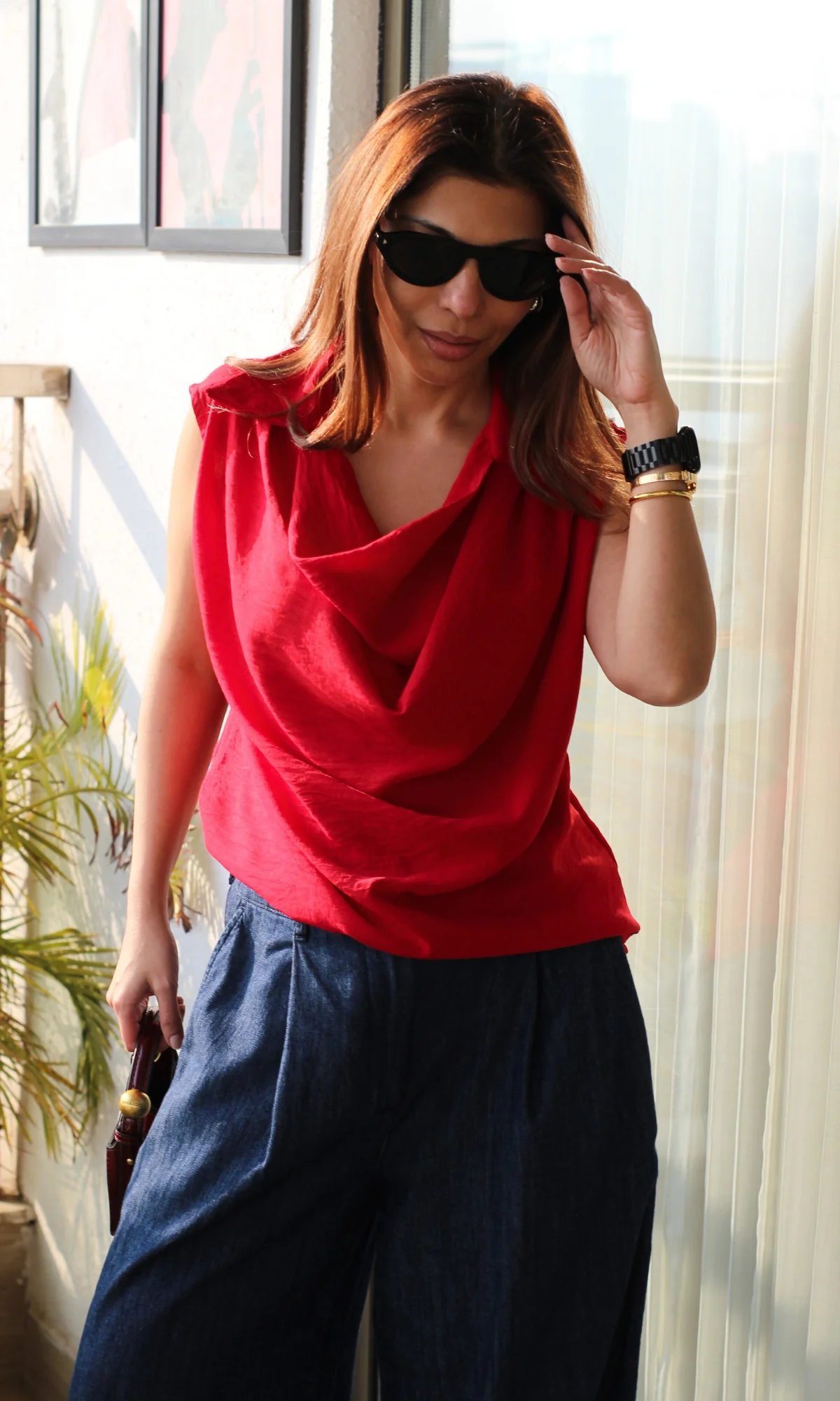 Scarlet Collared Cowl Neck Top - Image 5