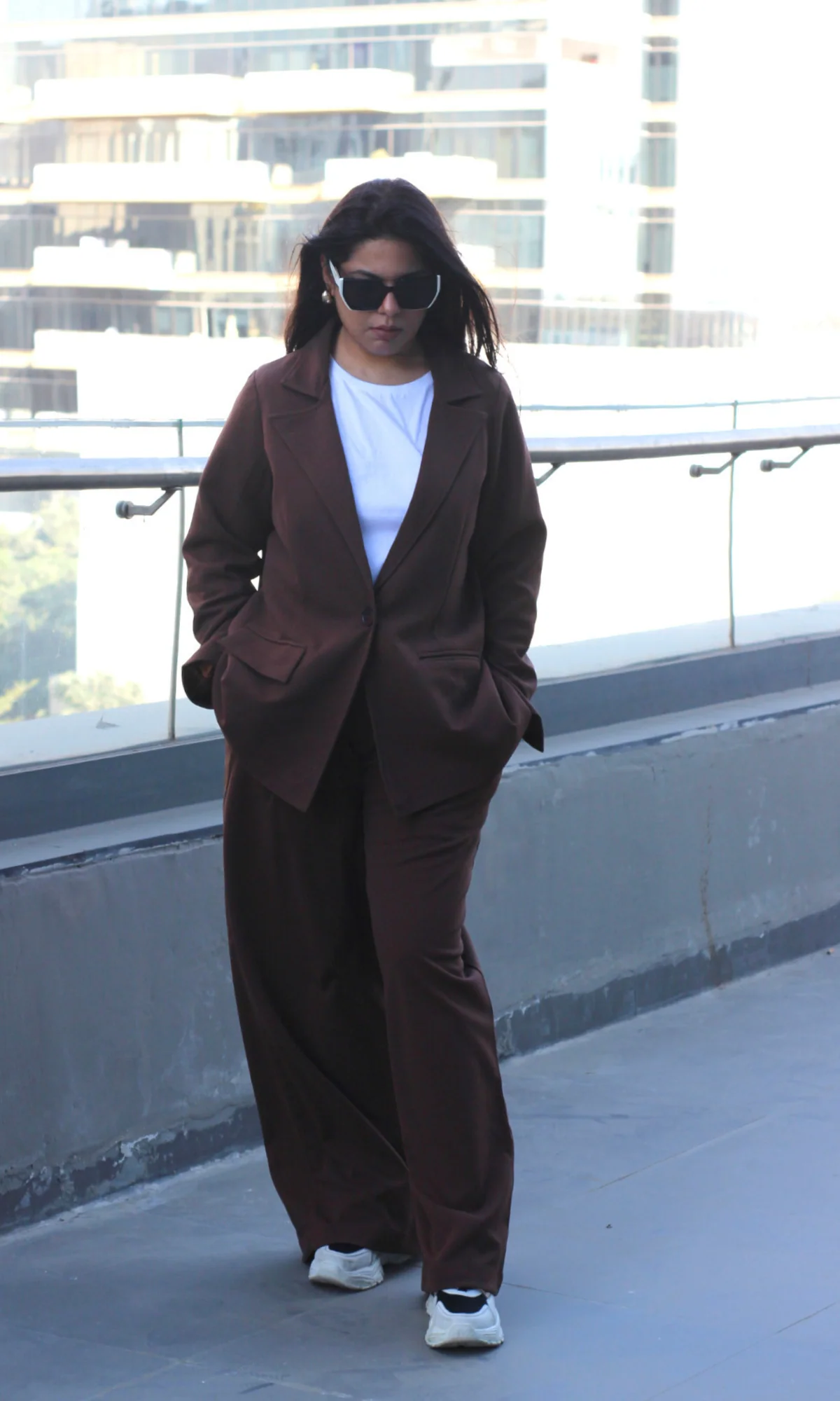 Sepia Brown Oversized Blazer with Korean Pants Co-ord - Image 8