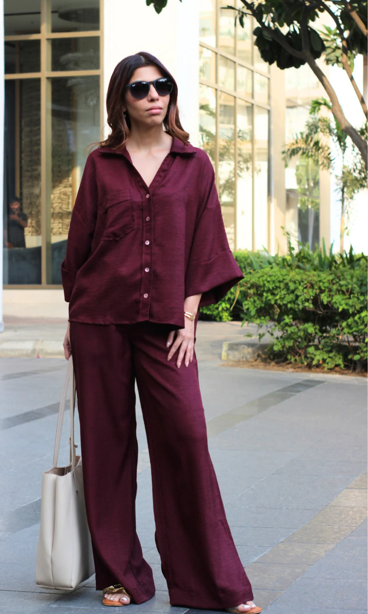 Shiraz Wine Loose Shirt and Pants Co-ord - Image 2