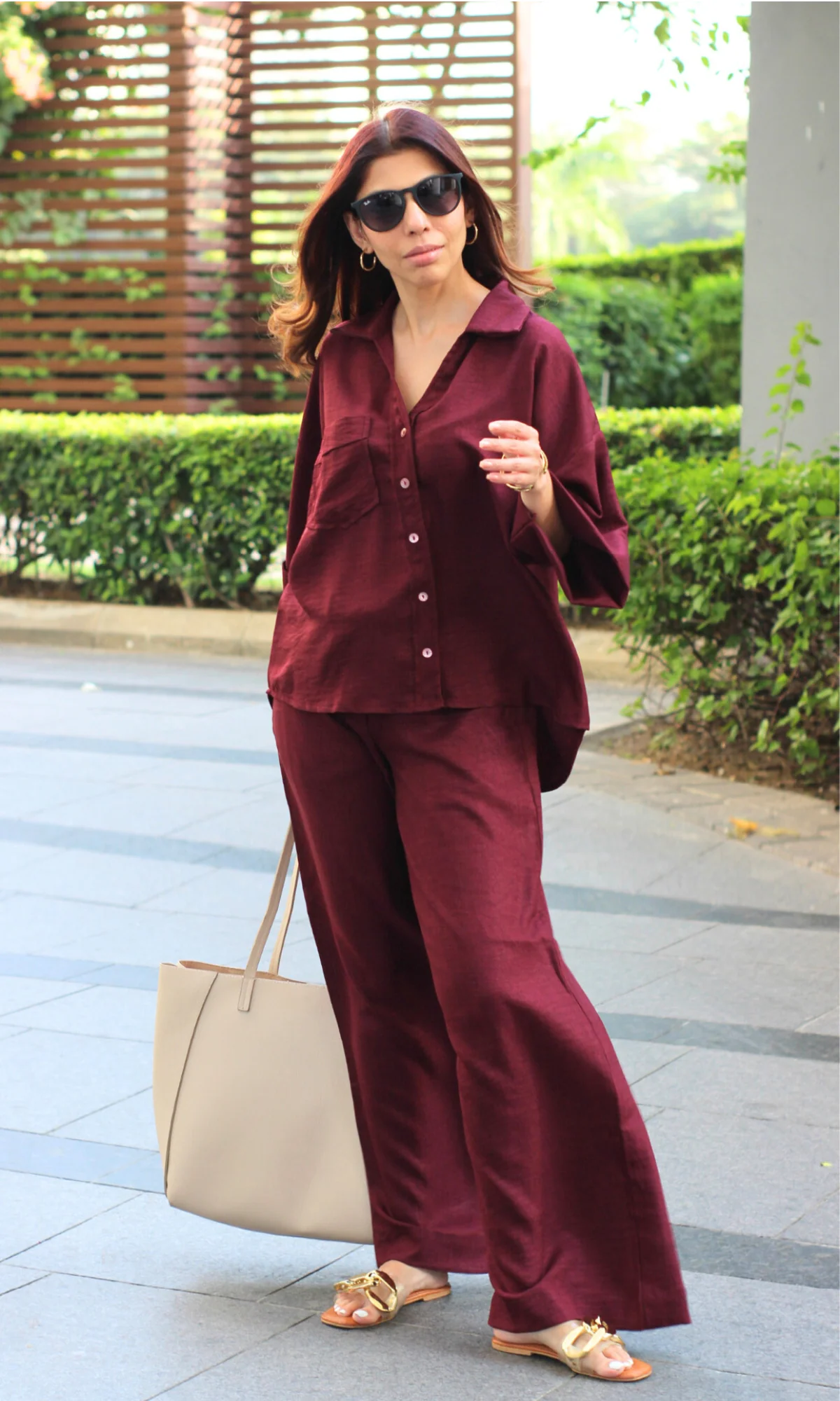 Shiraz Wine Loose Shirt and Pants Co-ord - Image 4