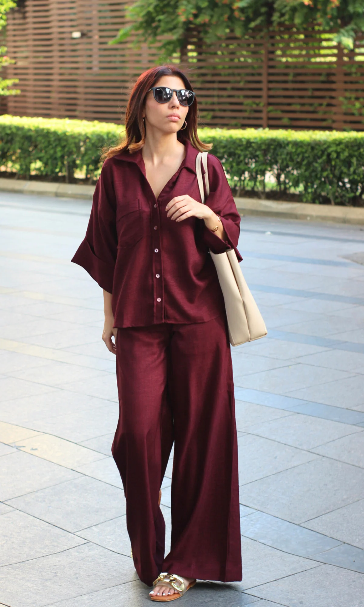 Shiraz Wine Loose Shirt and Pants Co-ord - Image 5