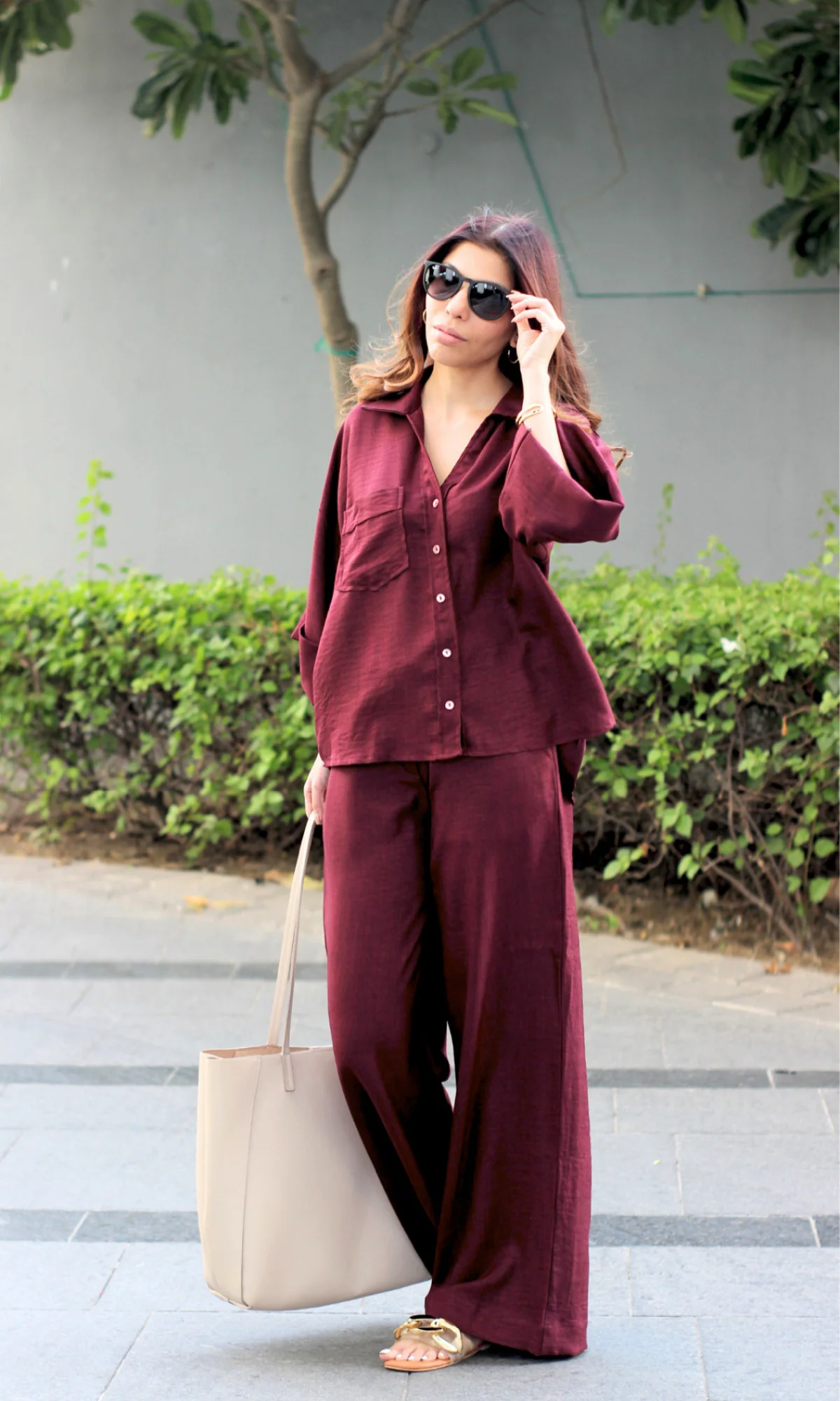 Shiraz Wine Loose Shirt and Pants Co-ord - Image 6