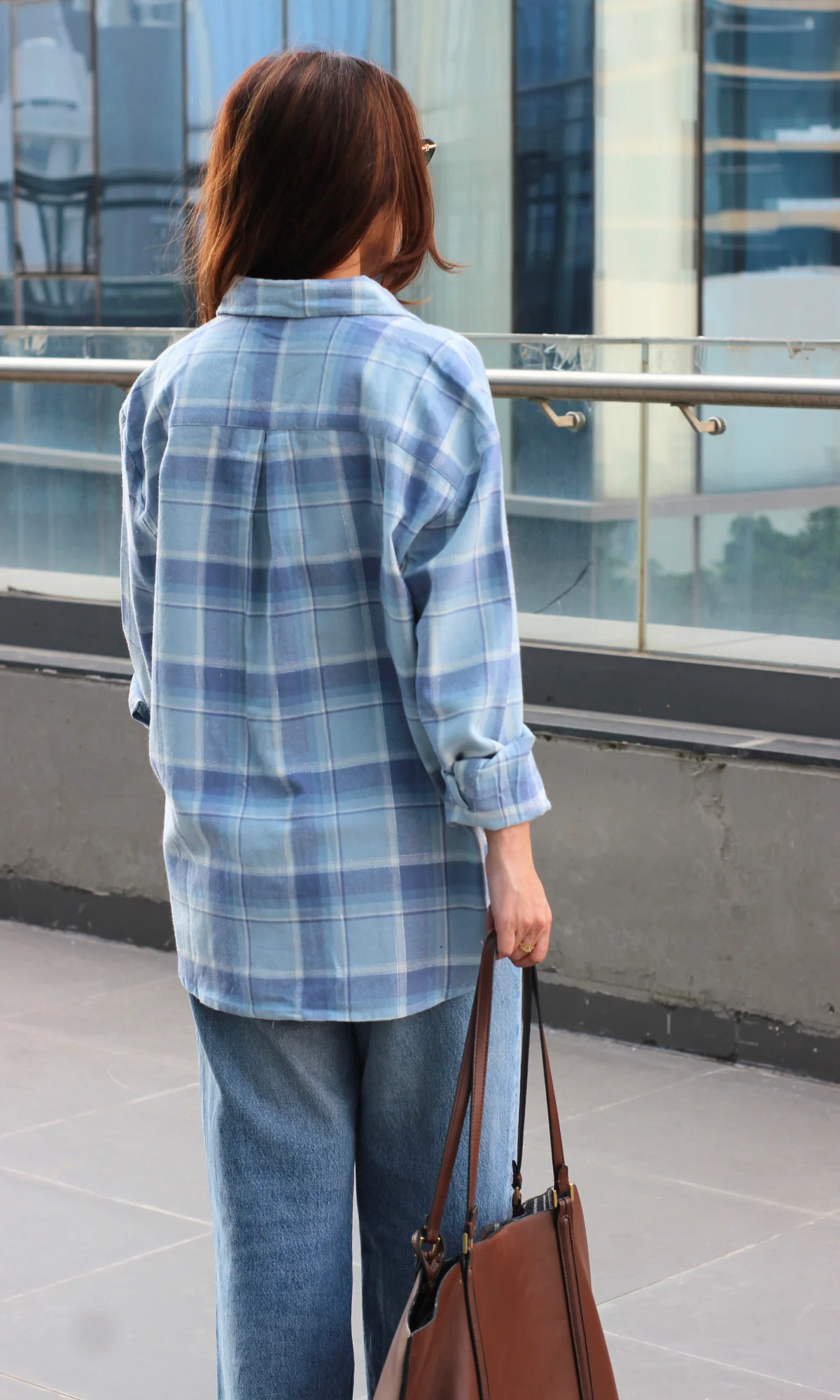 Sky Cyan Checked Shirt - Image 4