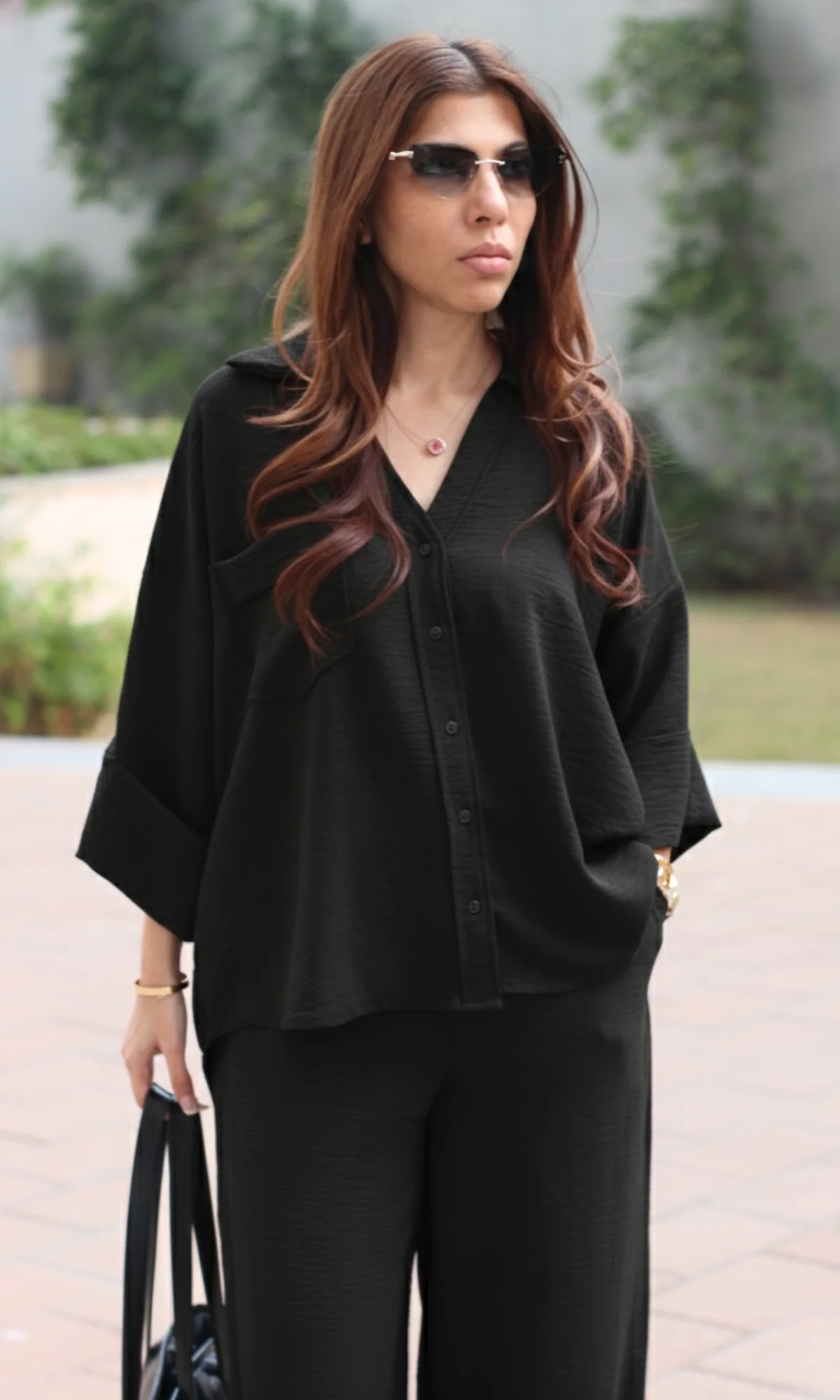 Smoke Black Loose Shirt and Pants Co-ord - Image 2