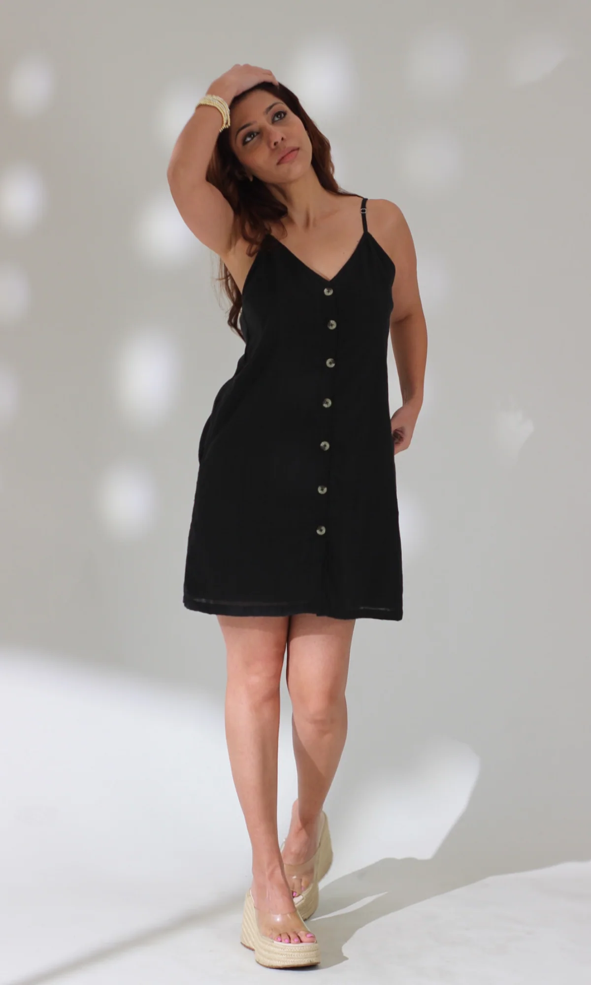 Smoked Black Buttoned Noodle SummerDress - Image 2