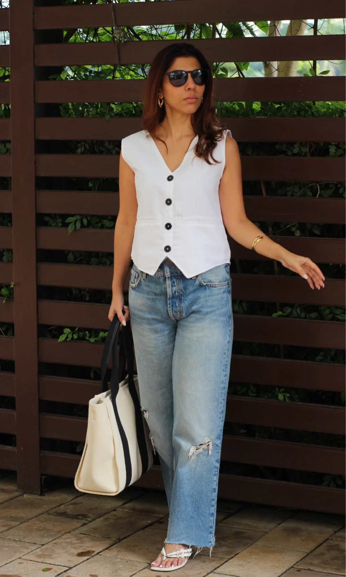 White Striped Waist Coat - Image 4