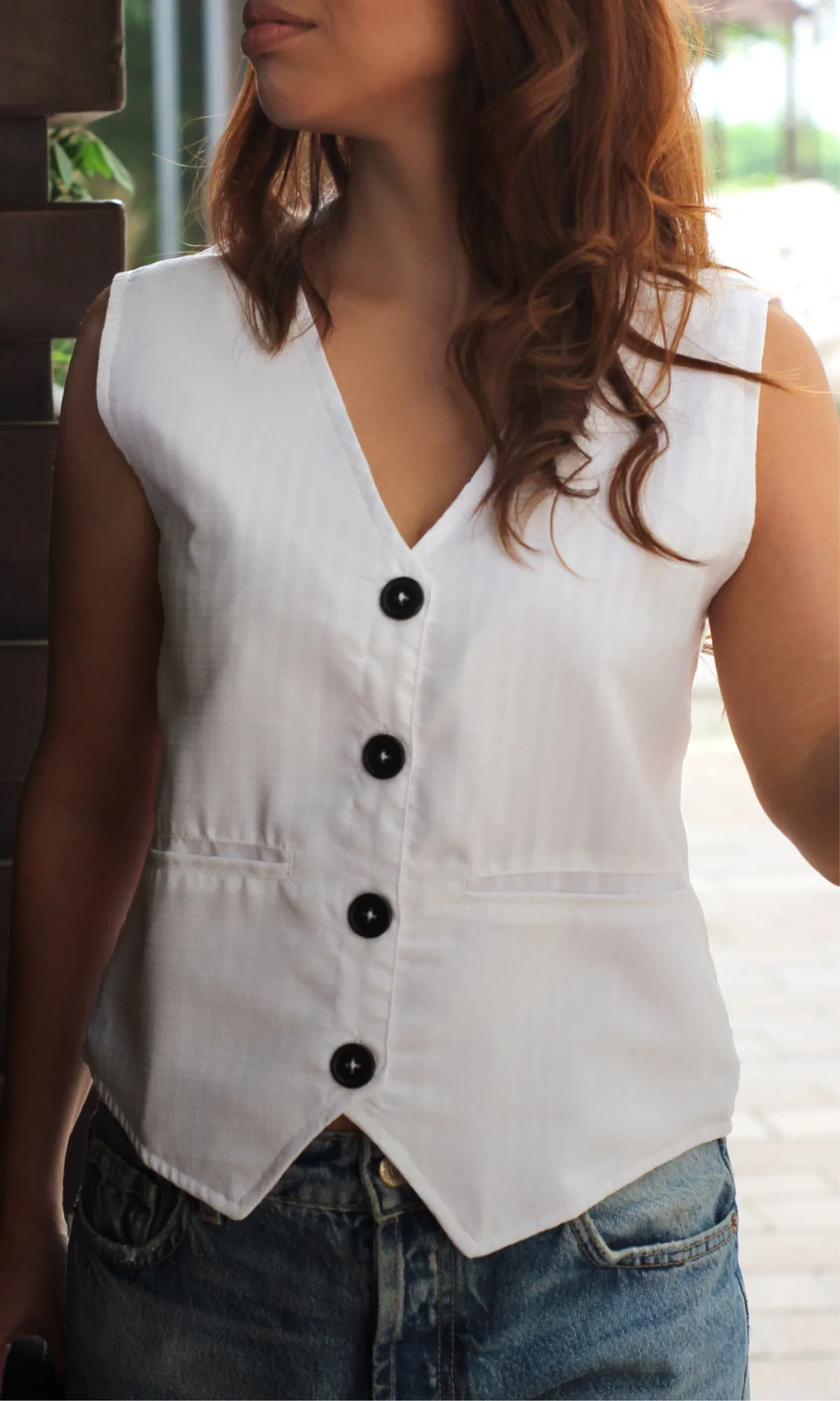 White Striped Waist Coat - Image 6