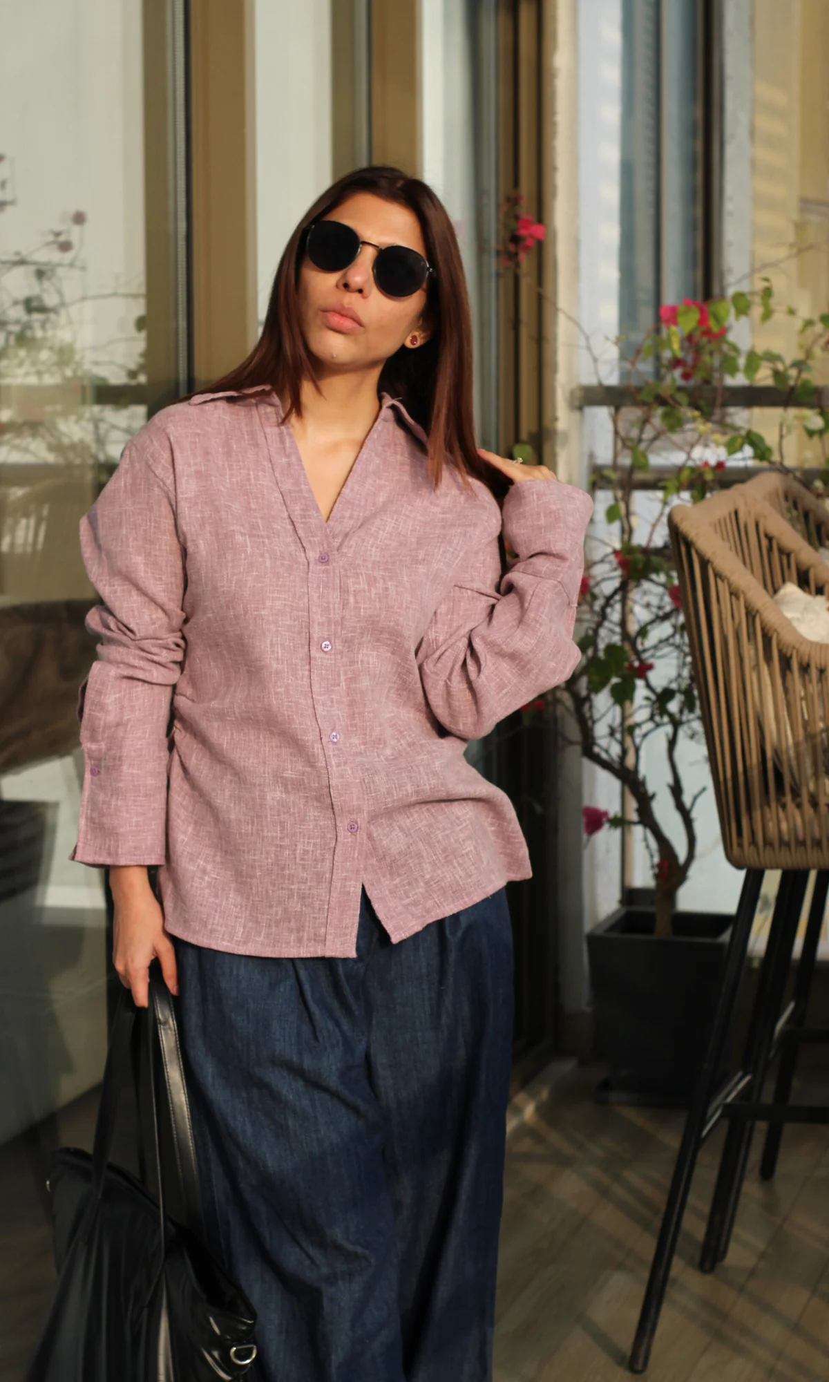 Soft Lavender Weave Side Cinch Shirt - Image 3