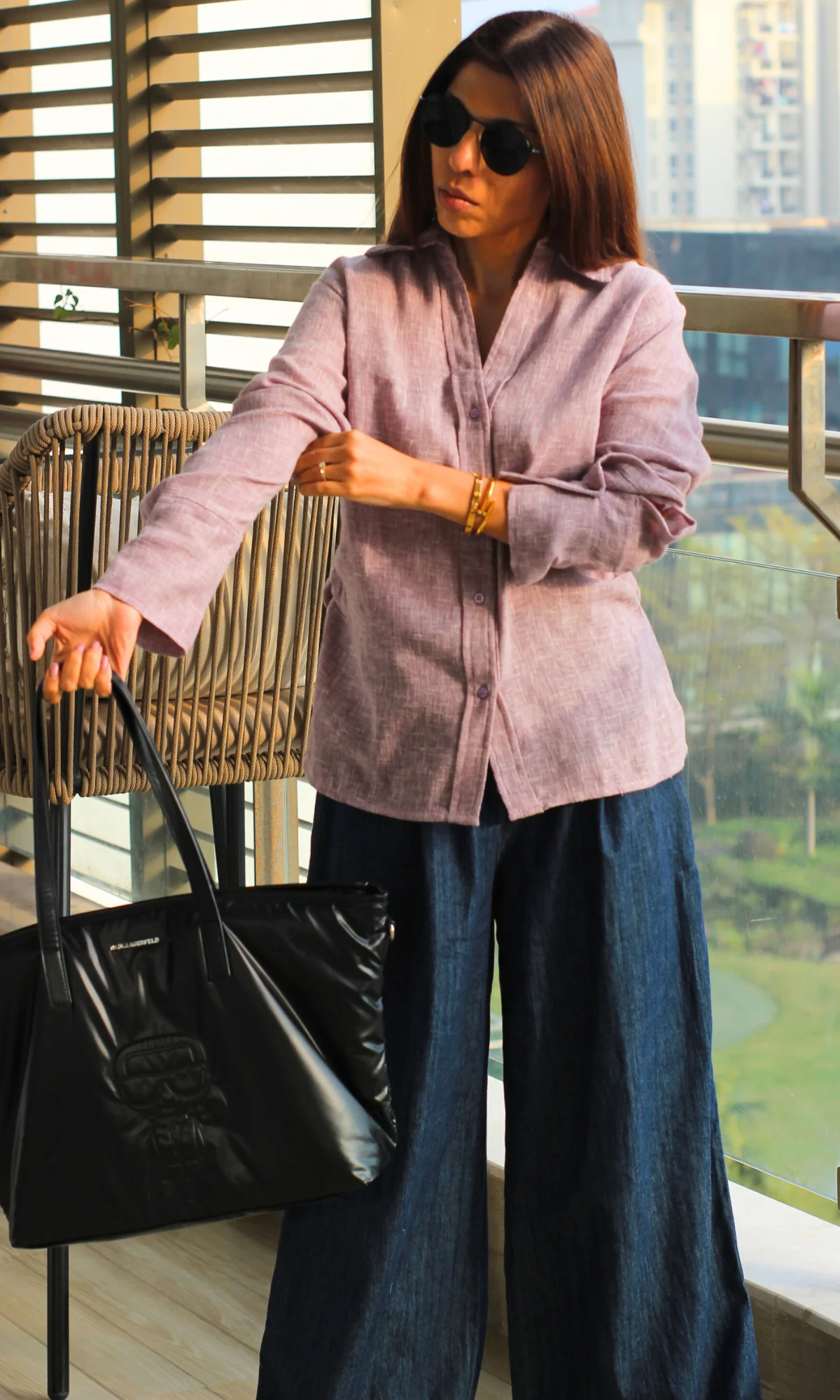 Soft Lavender Weave Side Cinch Shirt - Image 5