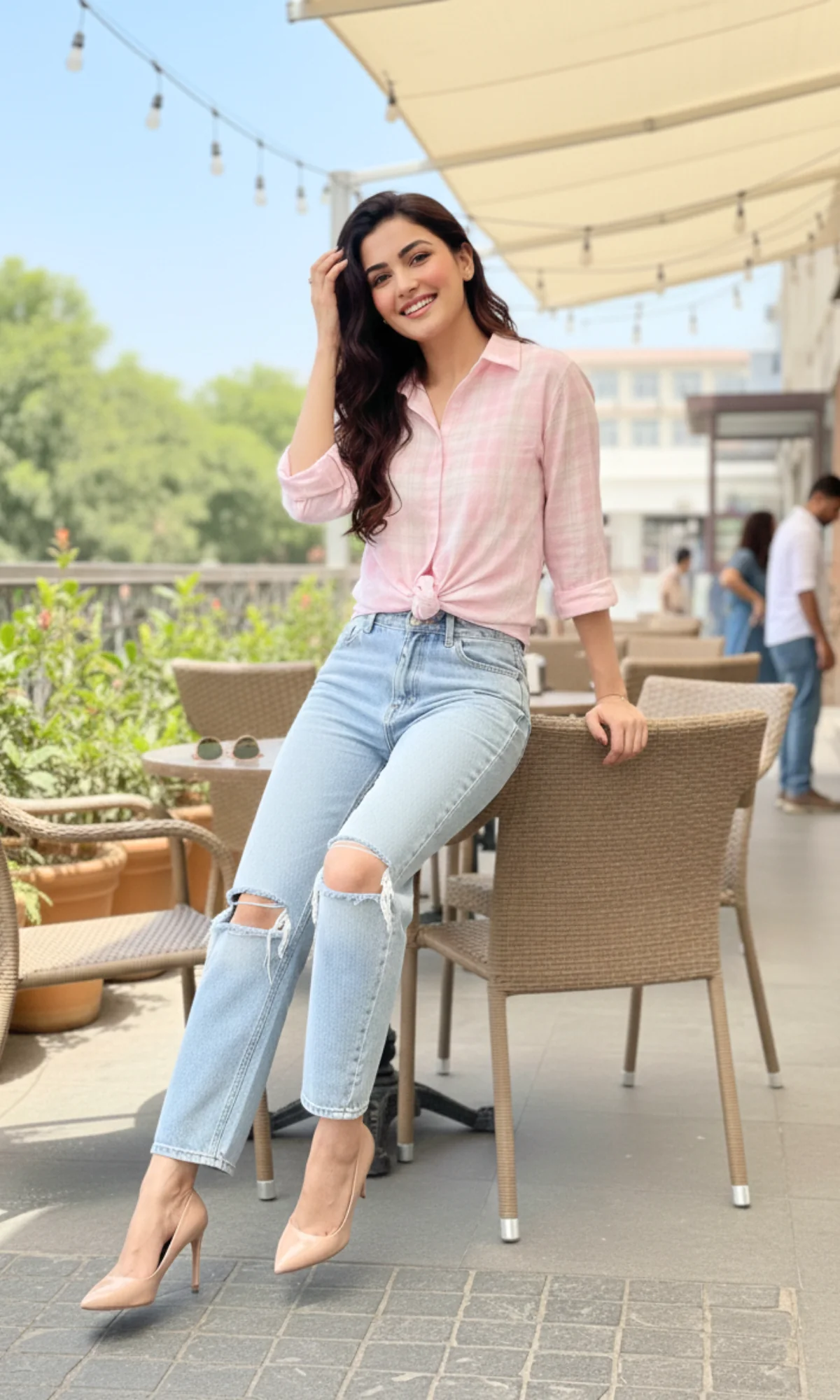 Soft Rose Plaid Checked Shirt - Image 2