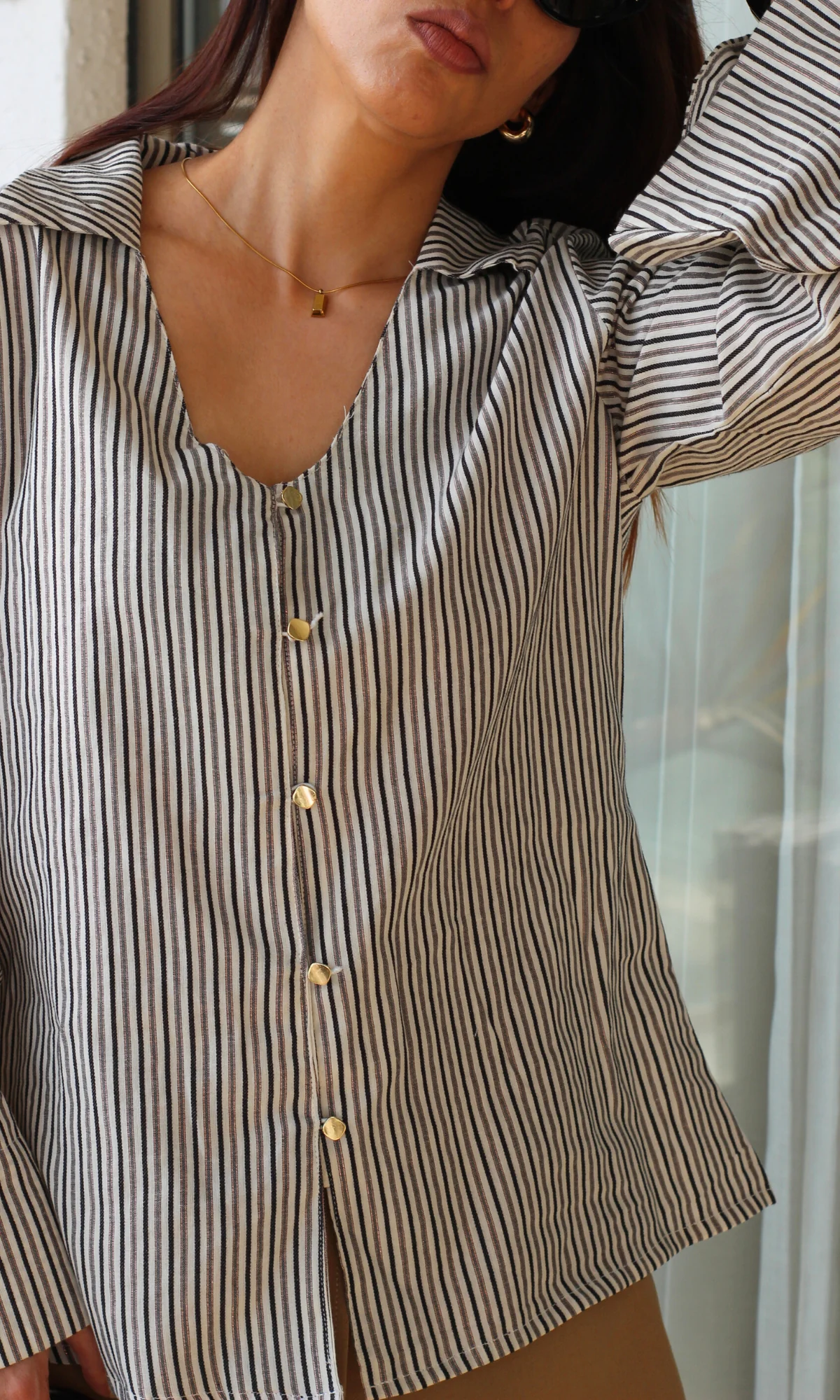 Spring Lurex Flared Sleeve Shirt - Image 4