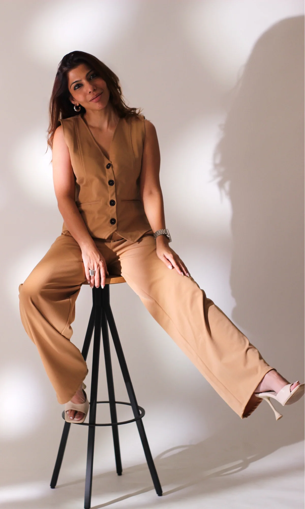 Tan Detailed Waist Coat and Pants - Image 6