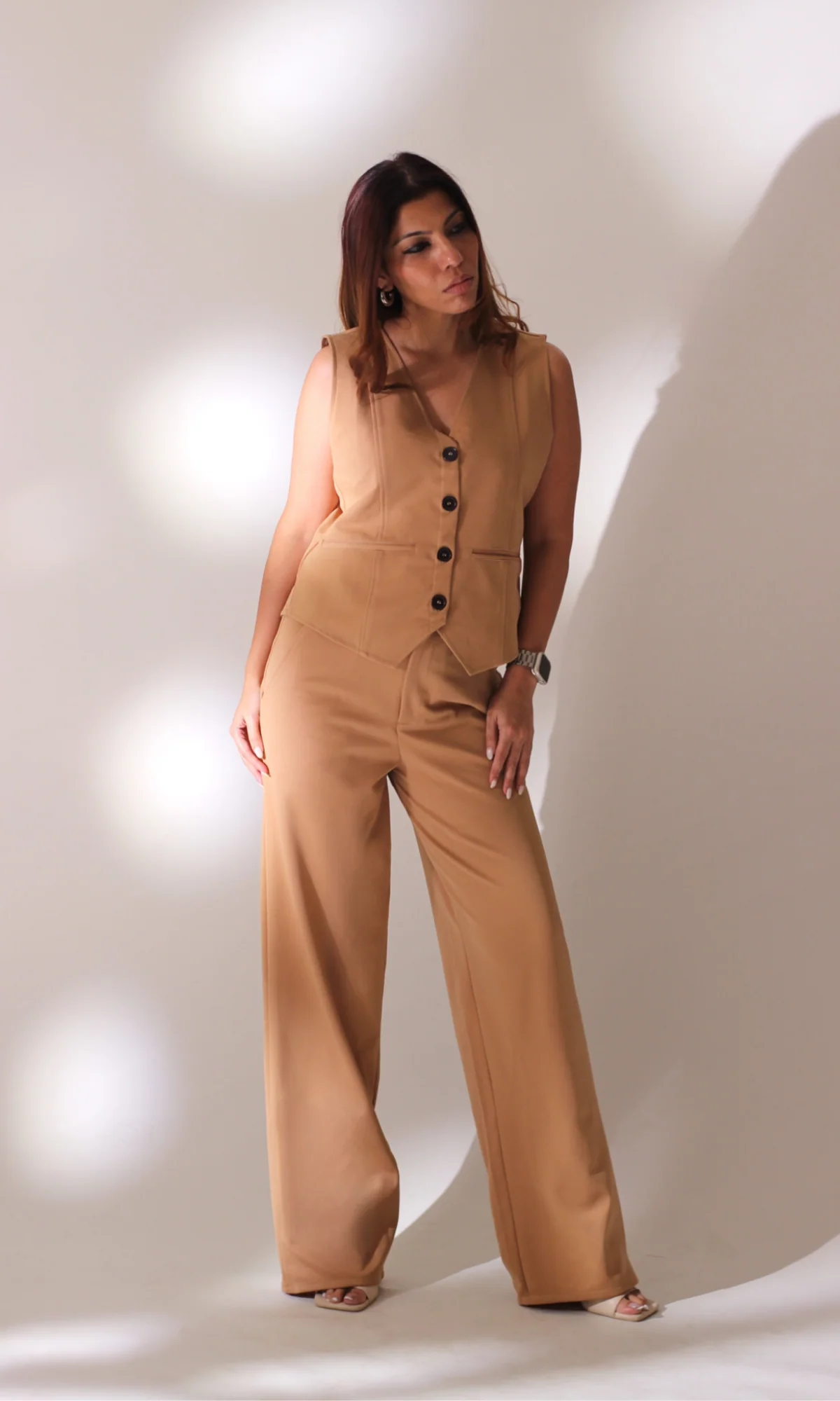 Tan Detailed Waist Coat and Pants - Image 7