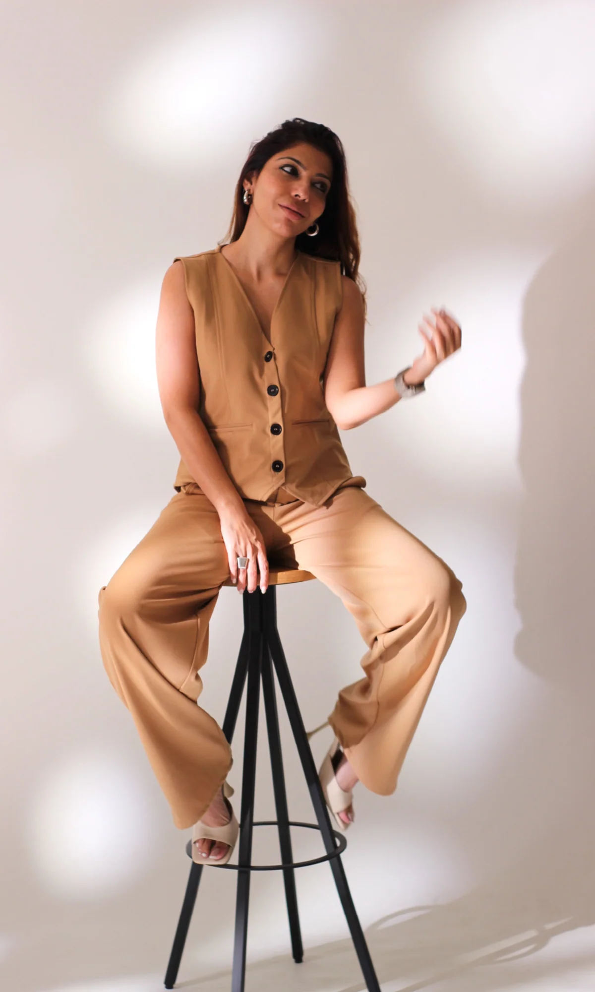 Tan Detailed Waist Coat and Pants - Image 8
