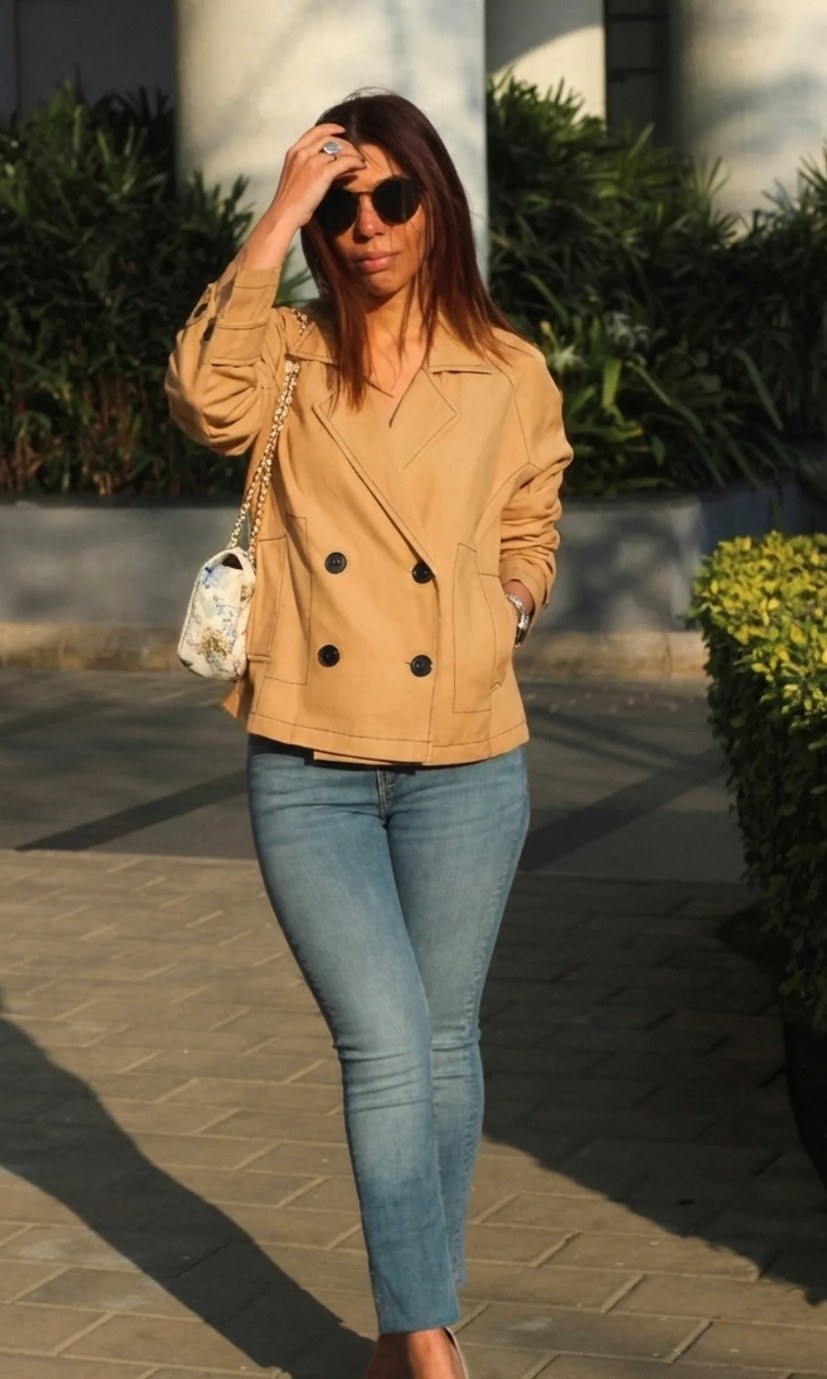 Tan Thread Detail Trench - Image 3