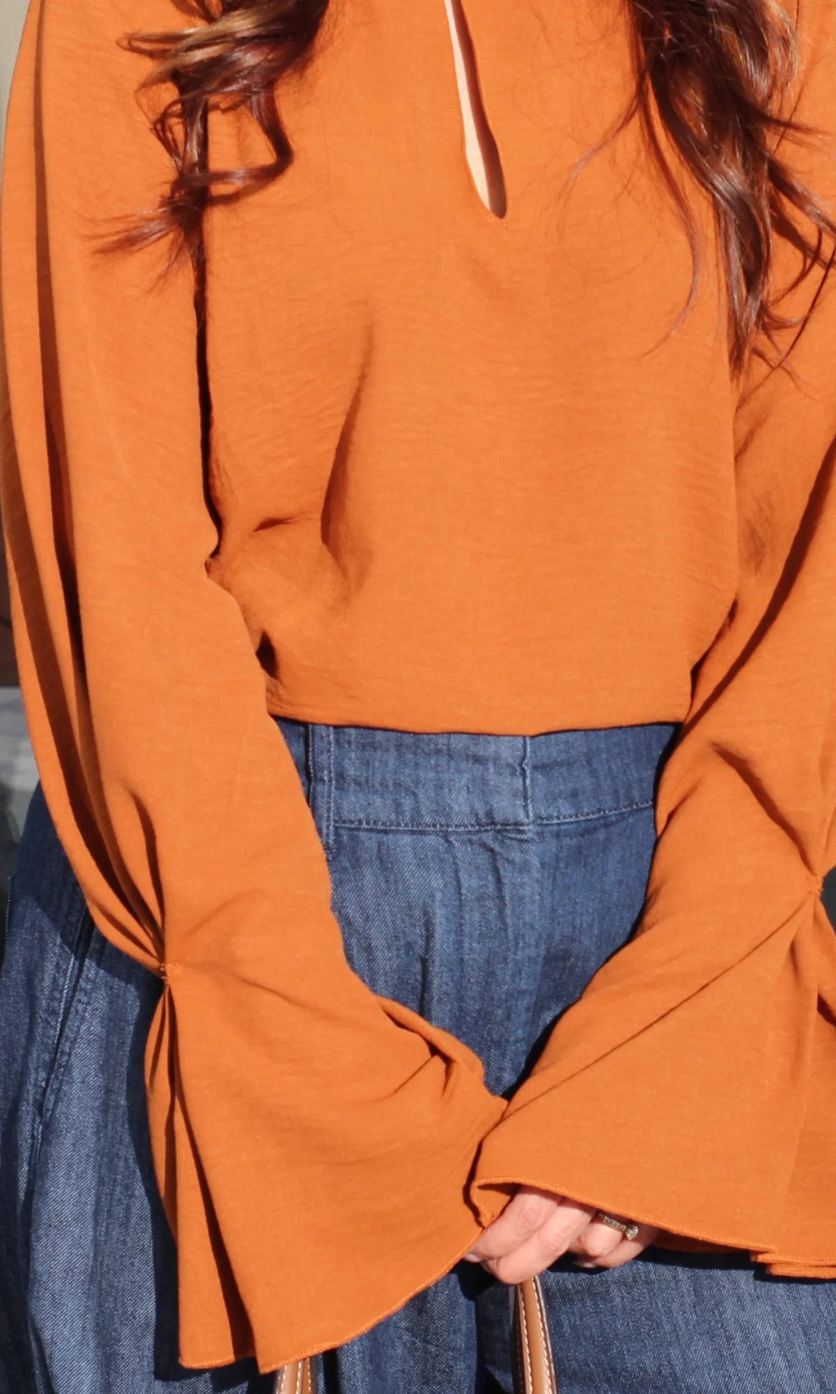 Tangerine Cinch Sleeve Top - Image 3