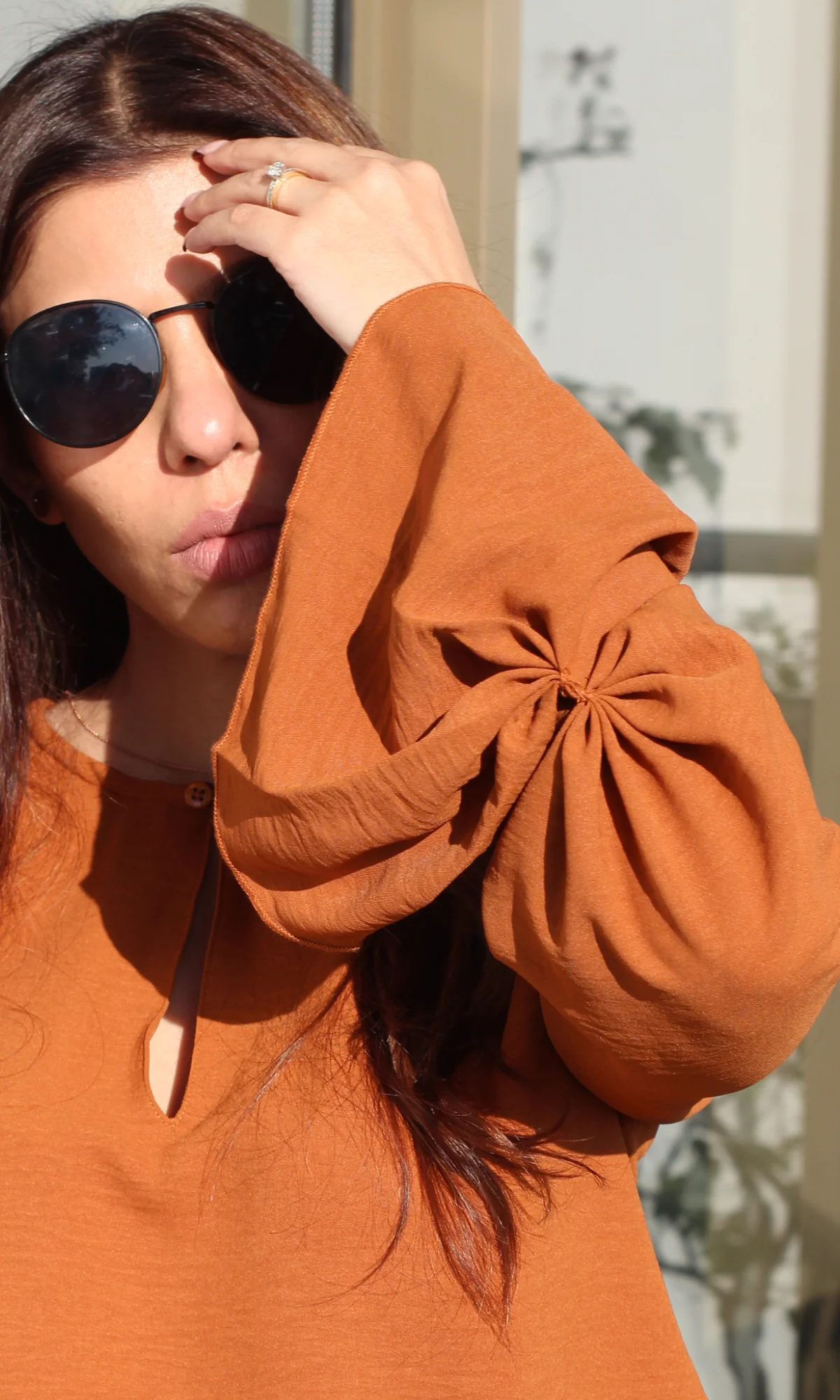Tangerine Cinch Sleeve Top - Image 5